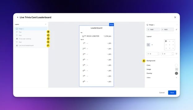 Live Trivia: option a — Step 9: Set up your Finished Screen