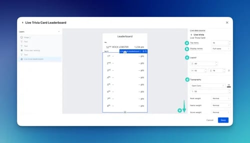 Live Trivia: step 9: Set up your Finished Screen
