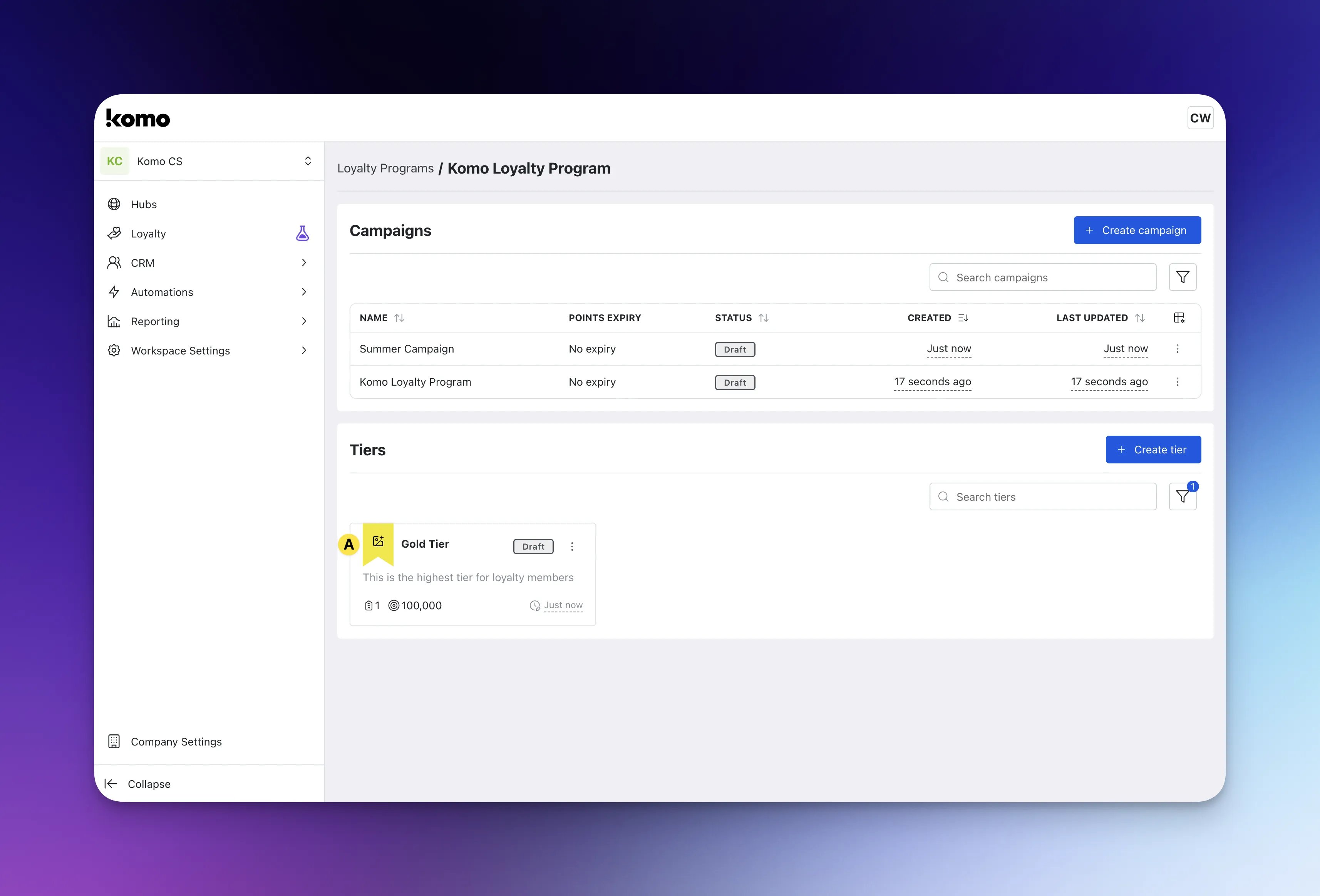 Loyalty: option a — Step 3: Set up your loyalty tiers (optional)