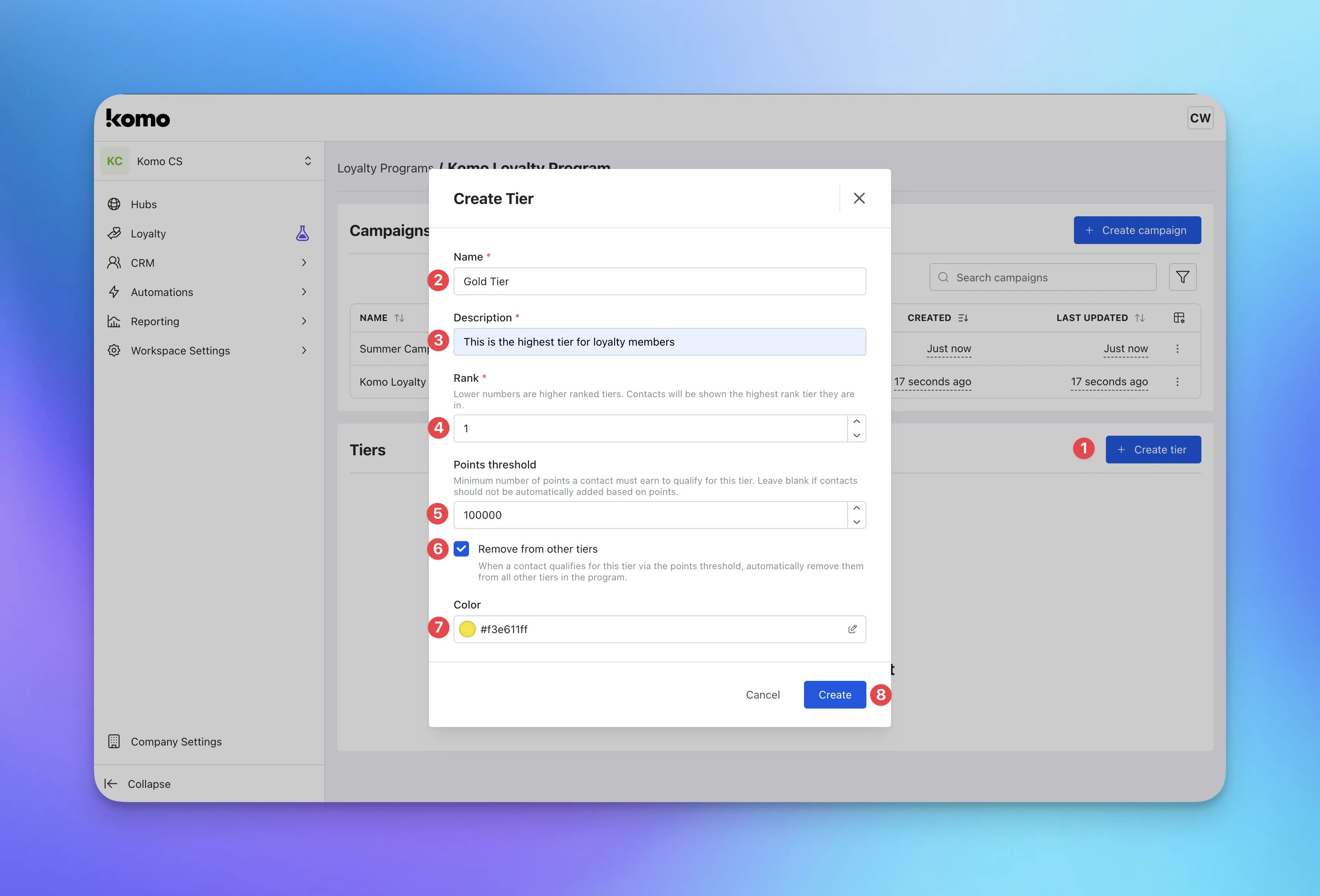 Loyalty: step 3 — Step 3: Set up your loyalty tiers (optional)