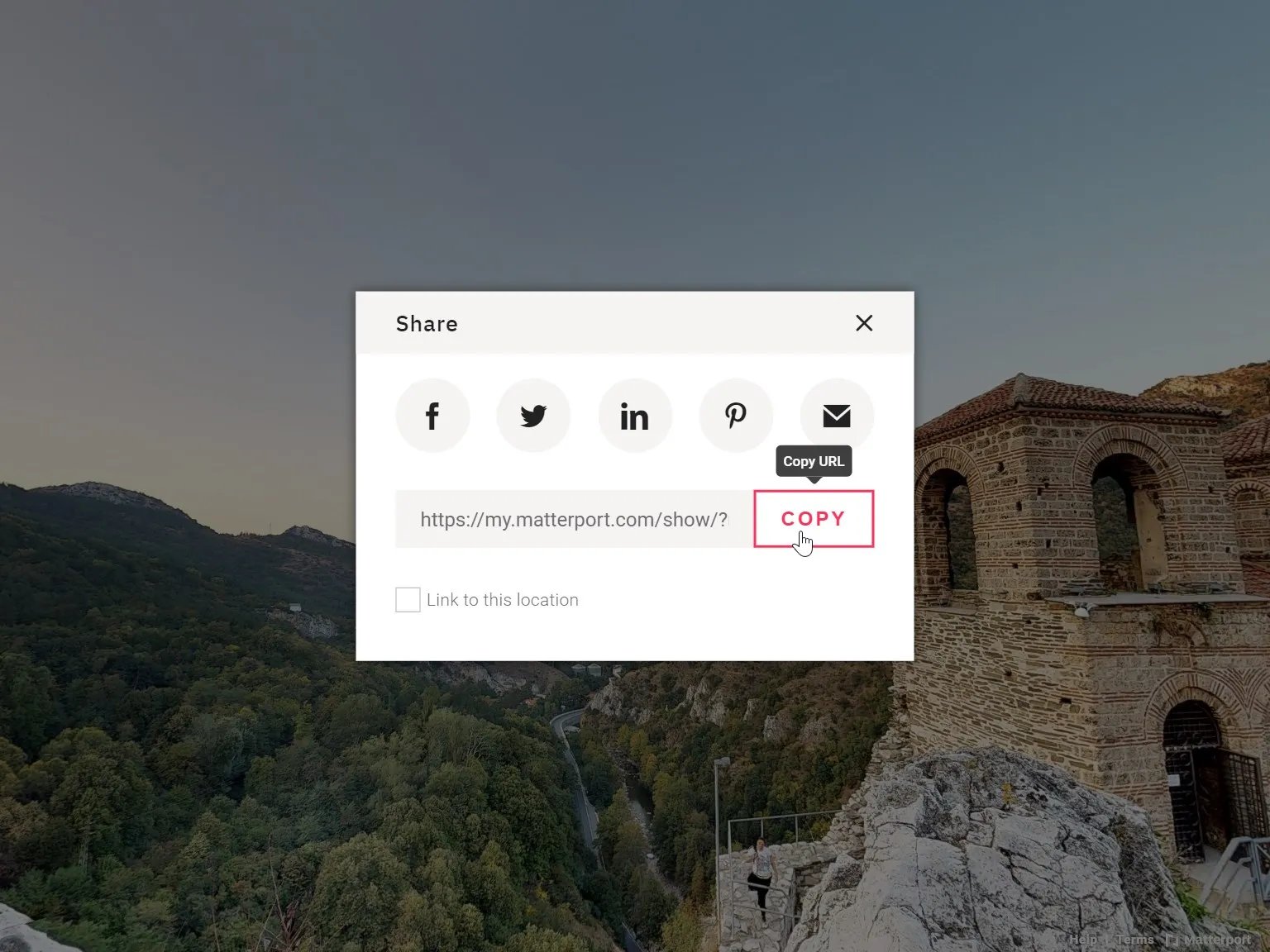 Matterport Card: step 1 — Step 2: Paste the link to the card