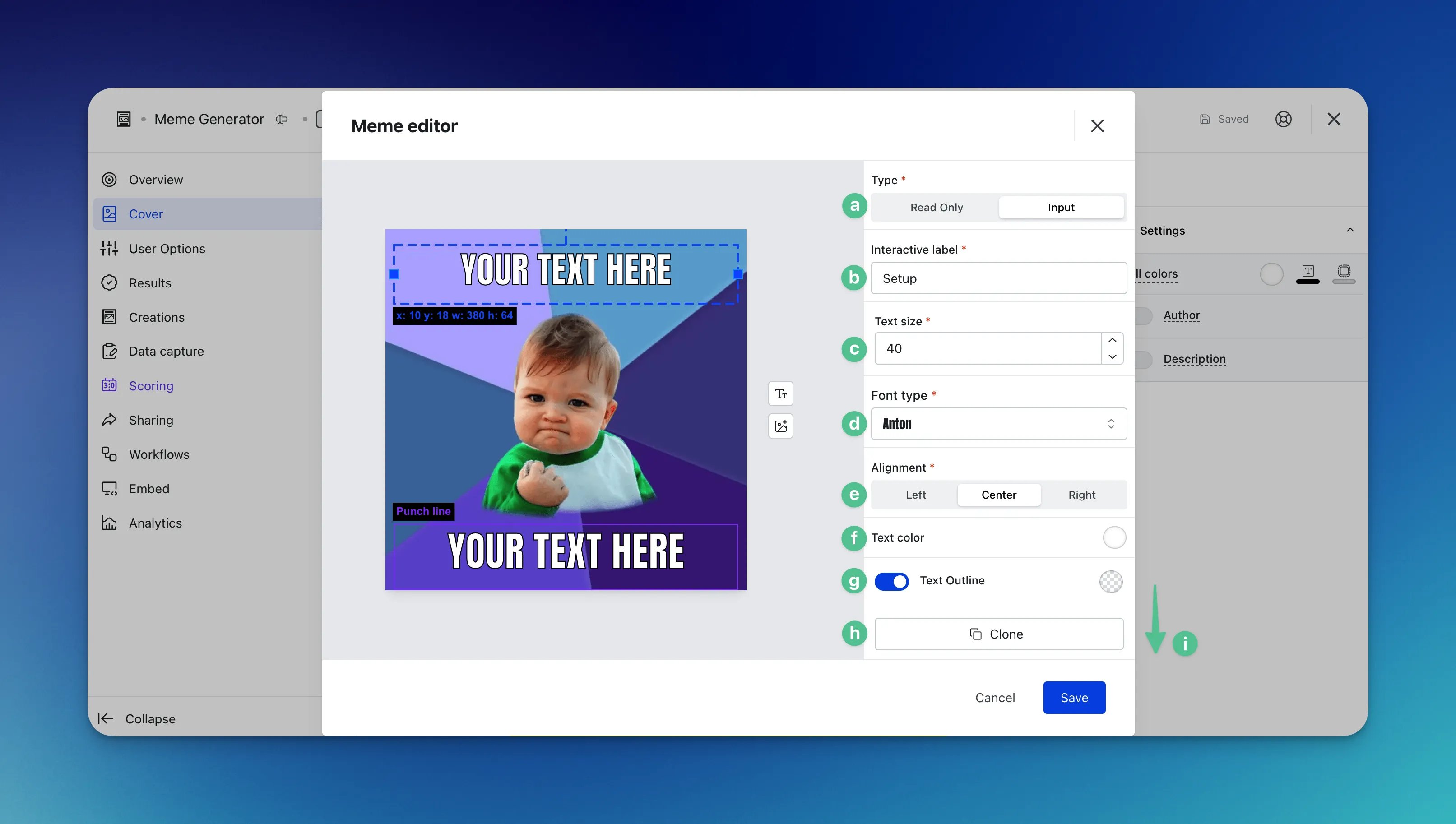 Meme Generator: step 3 — Step 3: Set up your user options