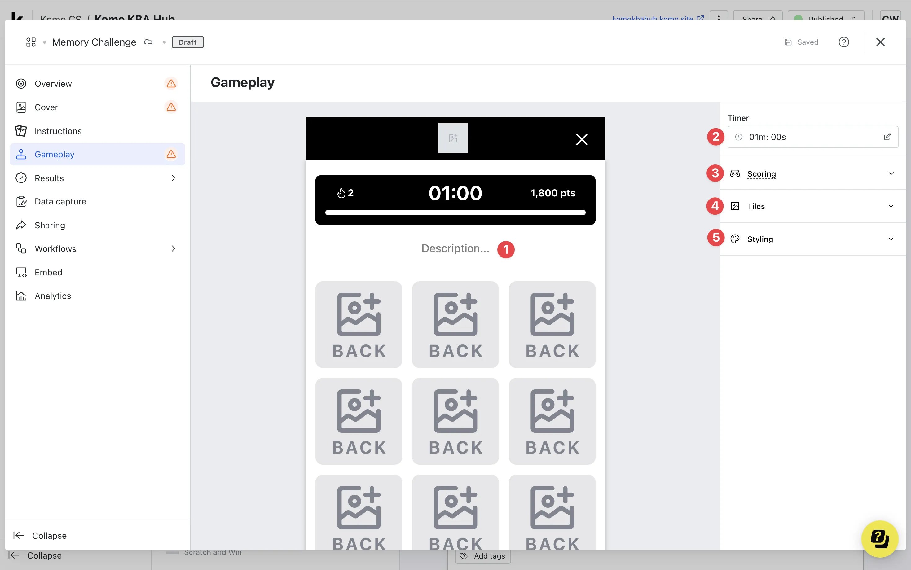 Memory Challenge: step 4 — Step 4: Edit the Gameplay screen
