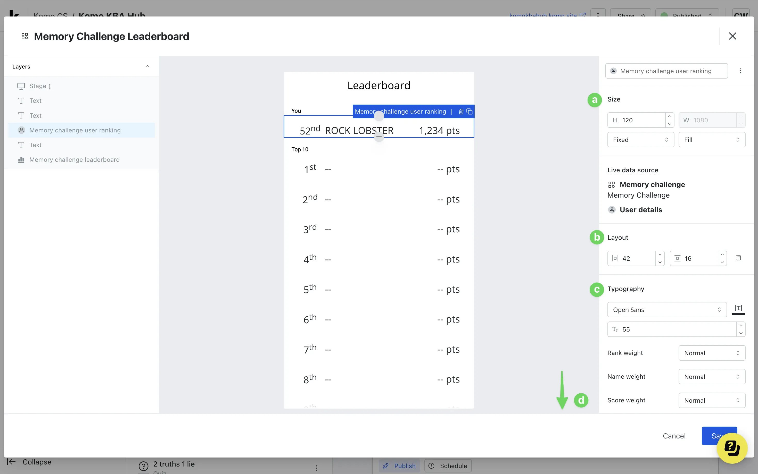 Memory Challenge: option d — Step 7: Attach a Leaderboard (Optional)