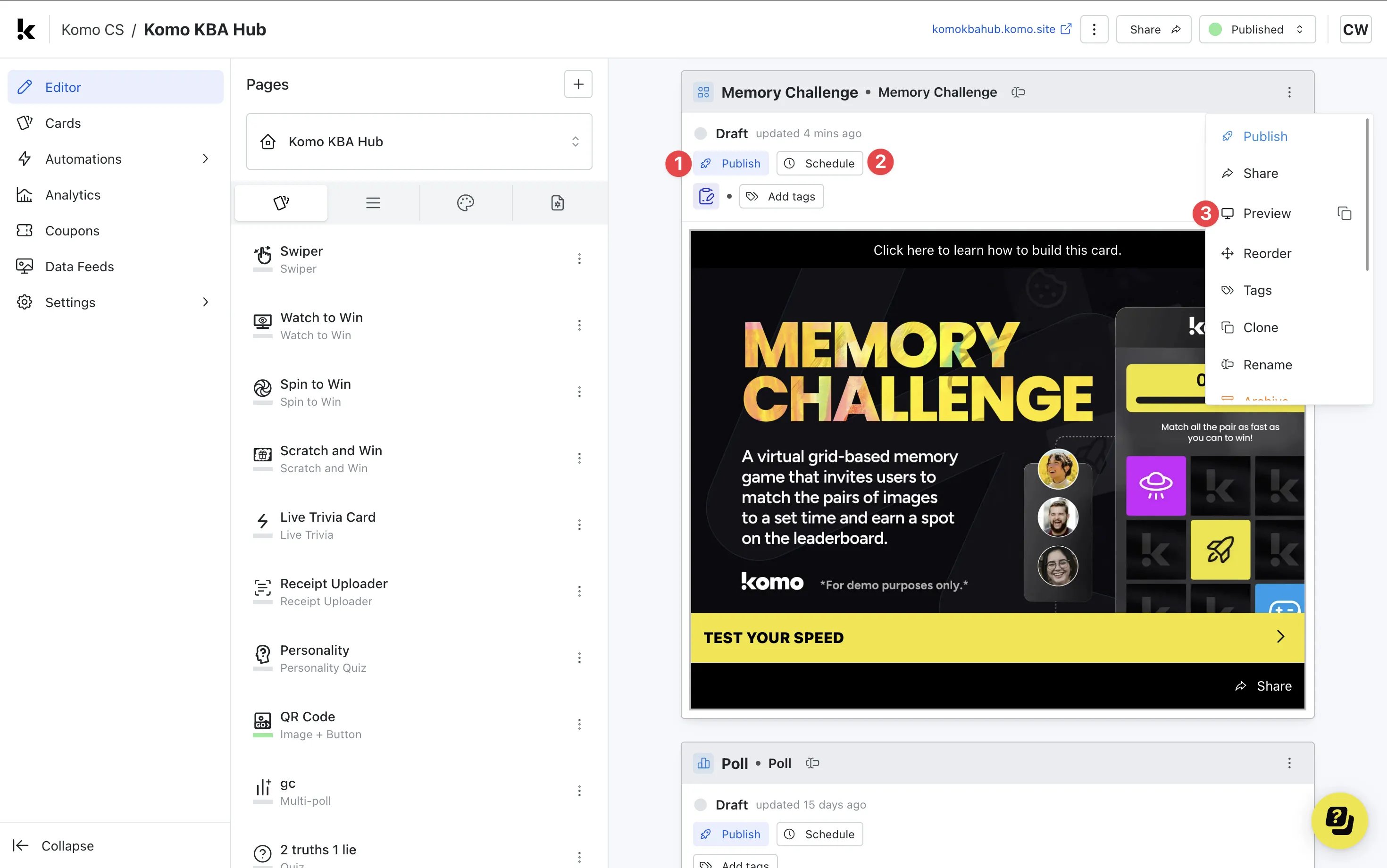 Memory Challenge: step 8 — Step 8: Publish your Card
