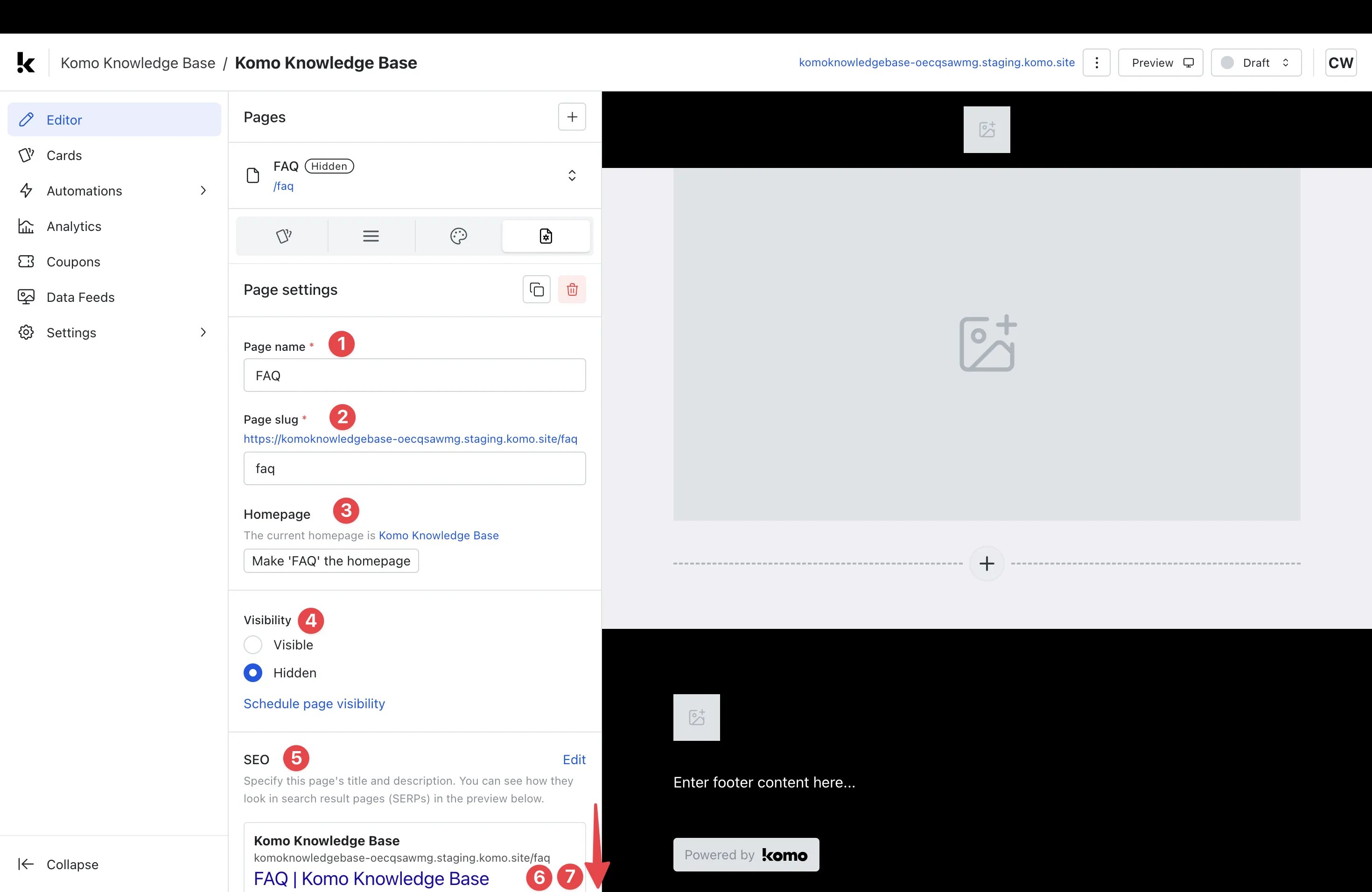 Multi-page Hubs: step 3 — Step 3: Edit page settings