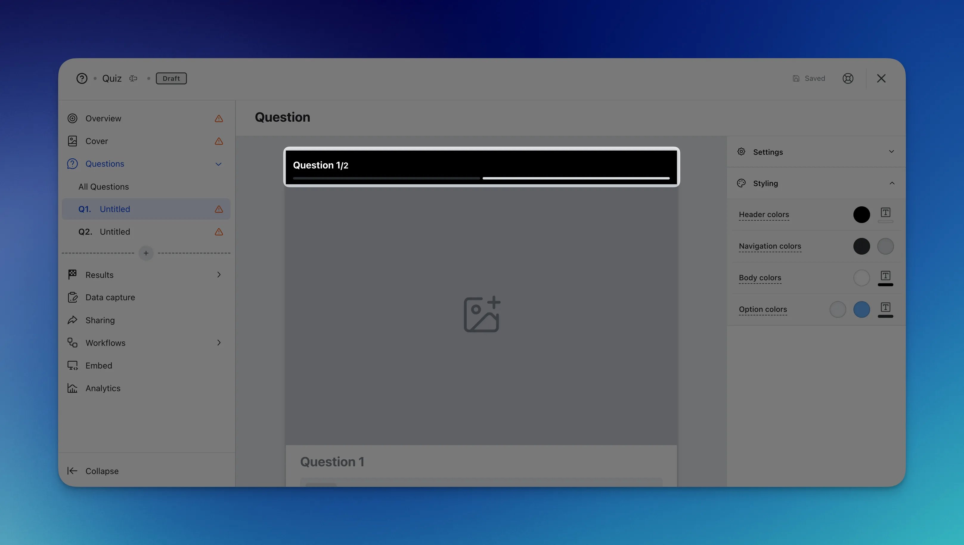 Quiz: step 3: Adding Questions