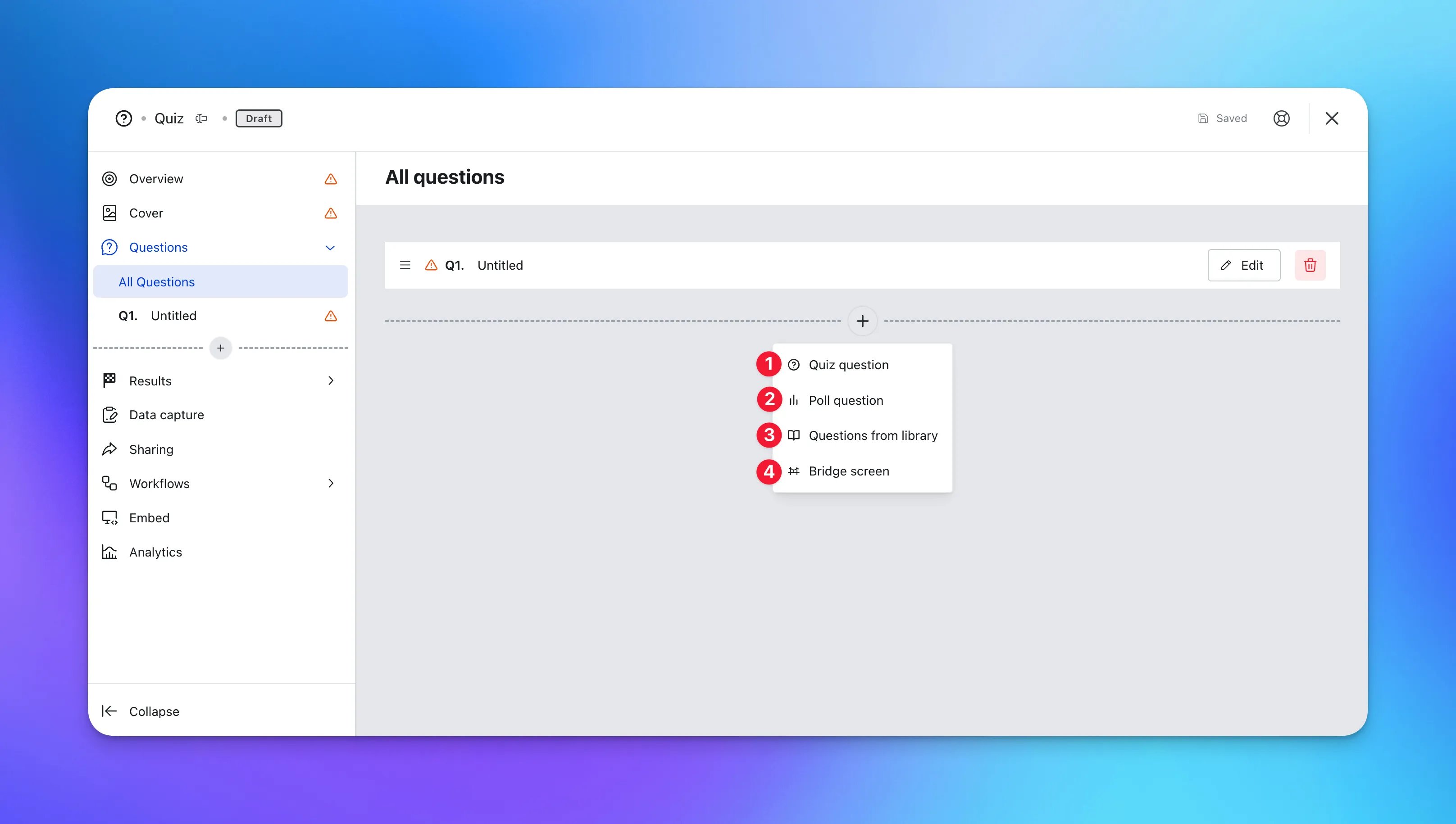 Quiz: step 3 — Step 3: Adding Questions