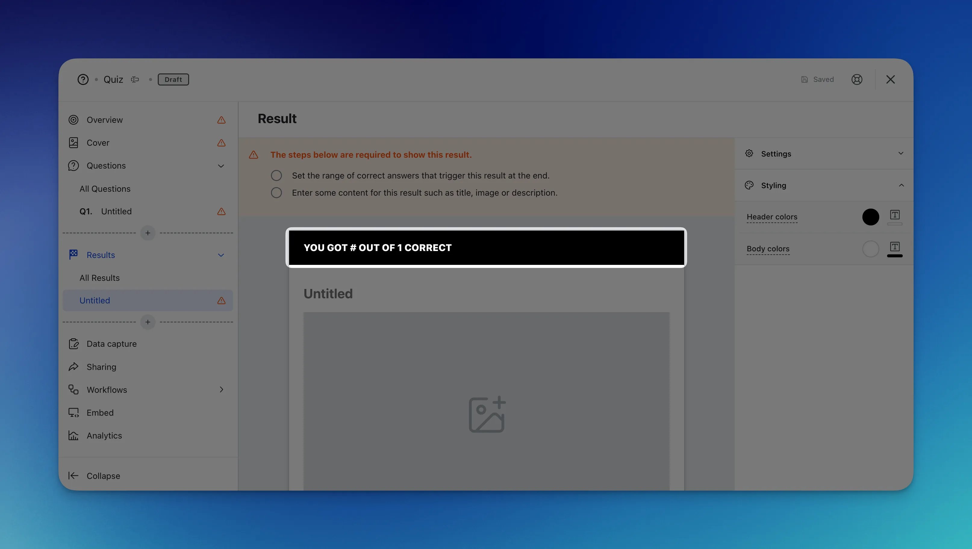Quiz: option a — Step 4: Set up your Results