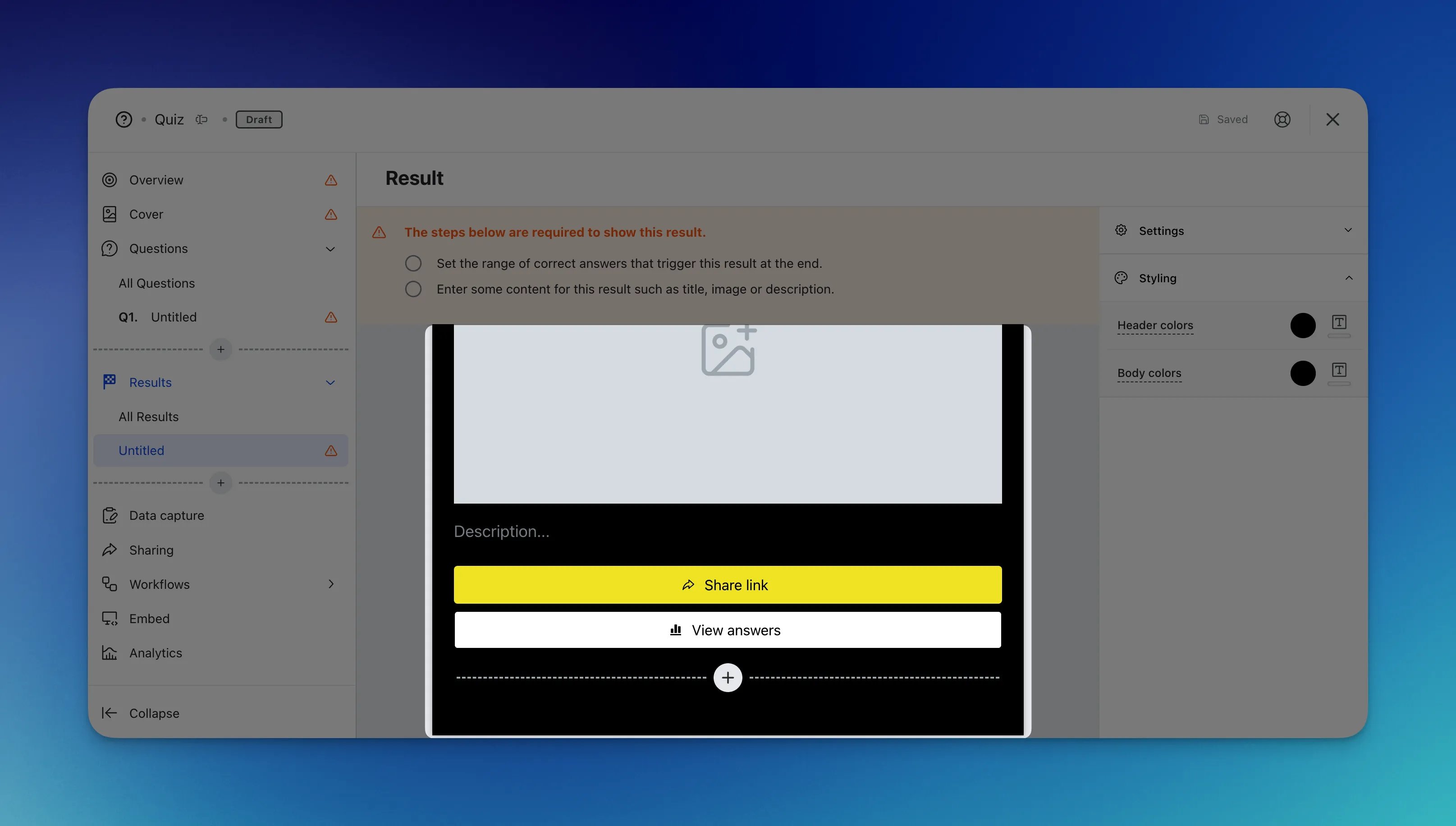 Quiz: option b — Step 4: Set up your Results