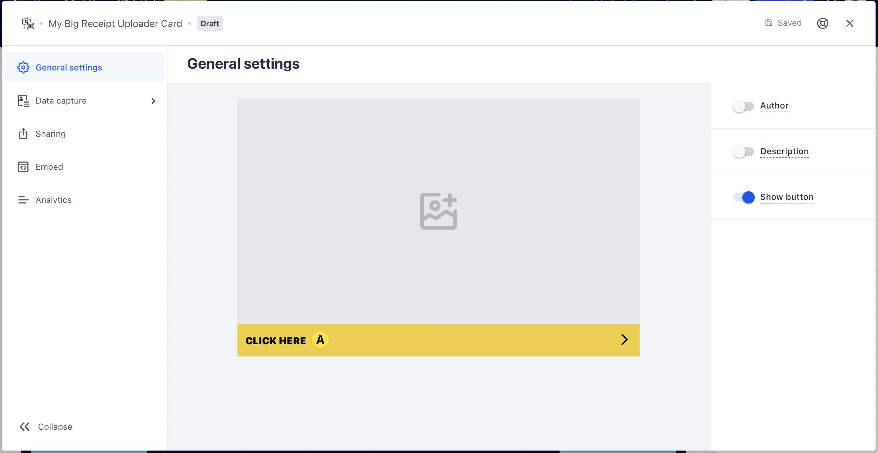 Receipt Uploader Card: option a — Step 2: Add a Cover image