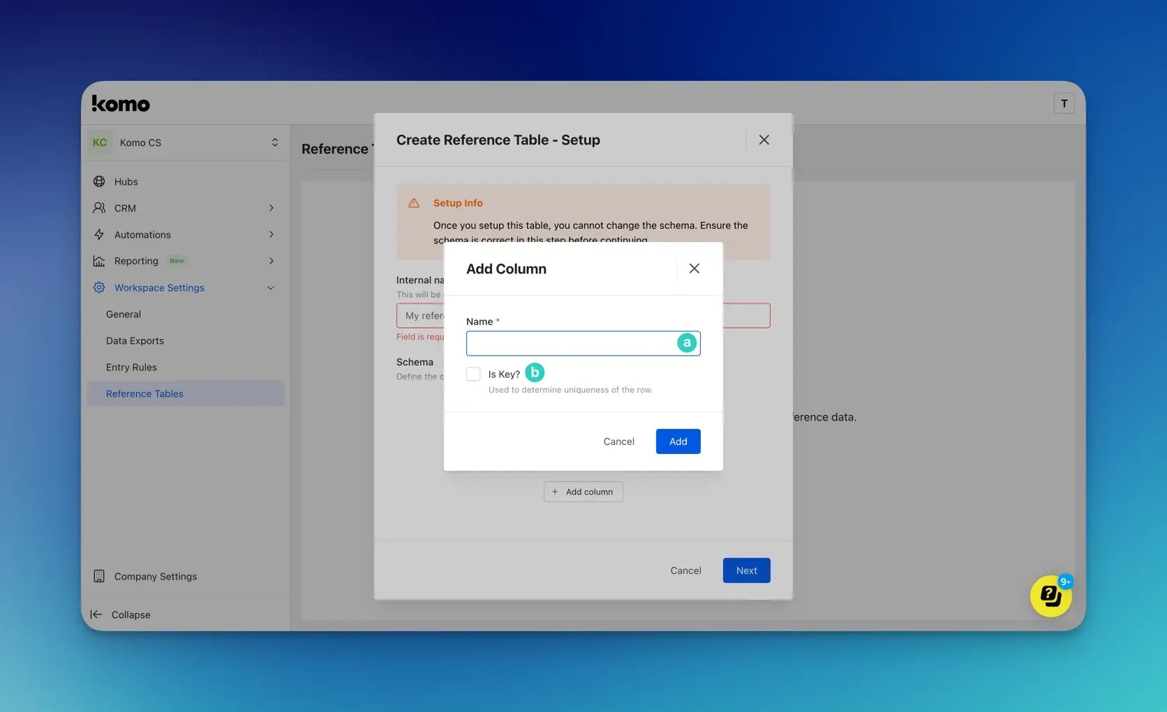 Reference Tables: option a — Step 2: Create a Reference Table
