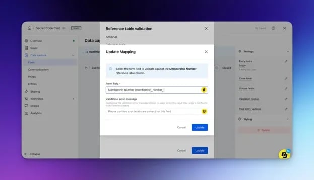 Reference Tables: option a — Step 6: Update mapping fields