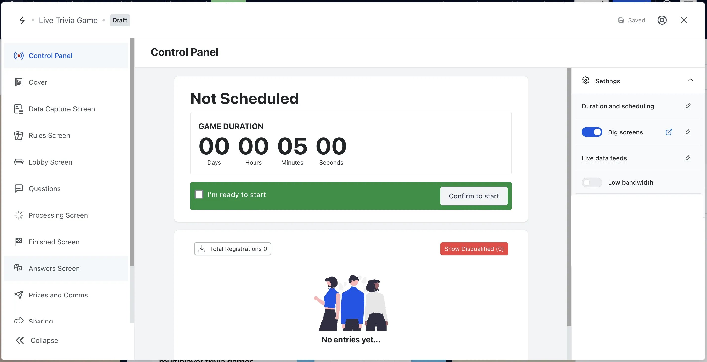 Running your Live Trivia In-Venue: step 2 — Step 1: Registrations