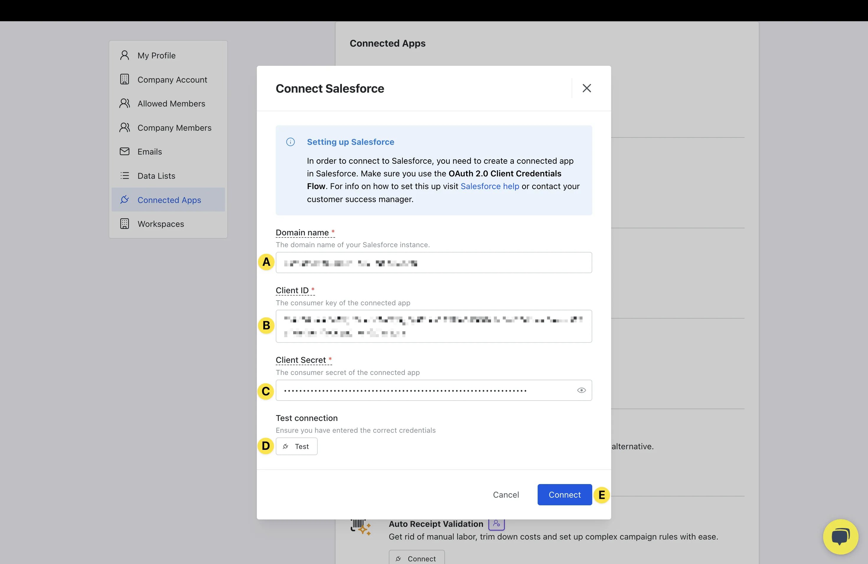 Salesforce — CRM Contact Sync: option a — Step 1: Connect the Salesforce Connected App