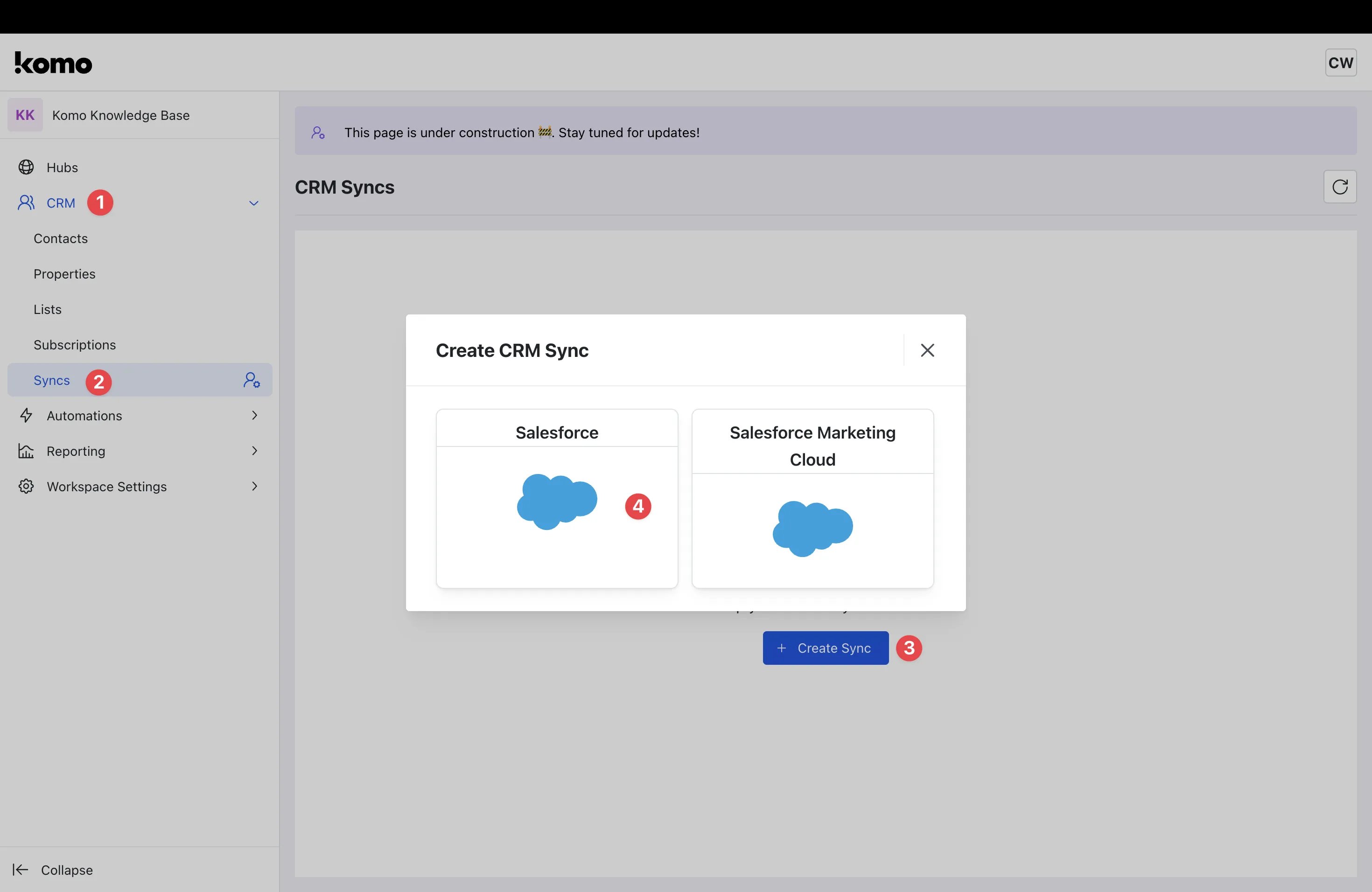 Salesforce — CRM Contact Sync: step 2 — Step 2: Create CRM Sync