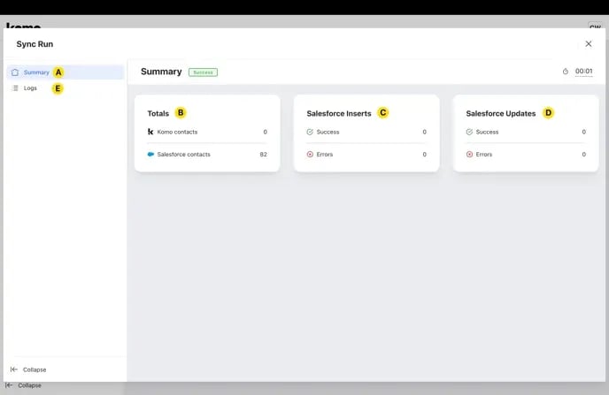 Salesforce — CRM Contact Sync: option a — Step 5: Review the CRM Sync