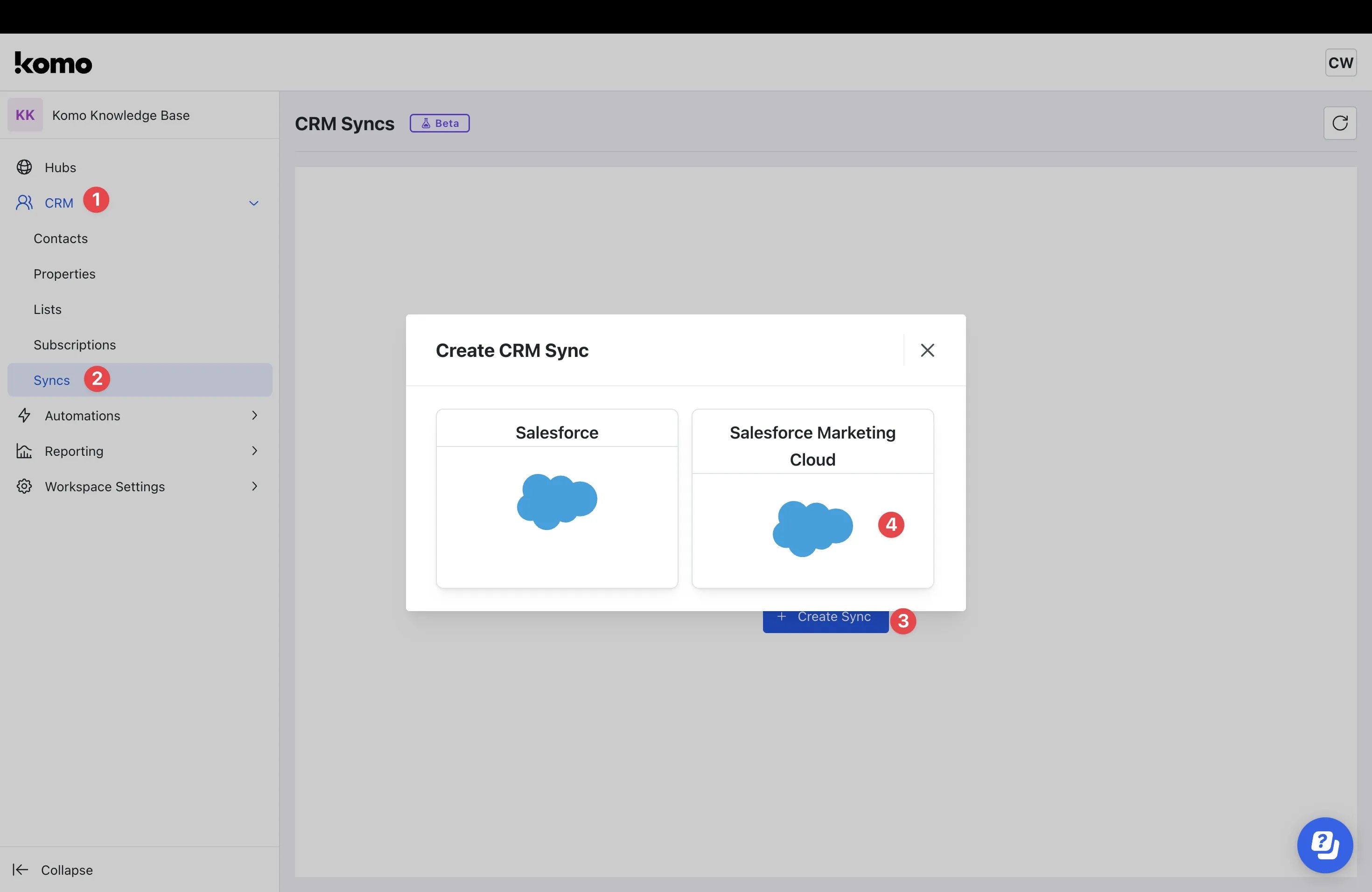 Salesforce Marketing Cloud — CRM Contact Sync: step 2 — Step 2: Create CRM Sync