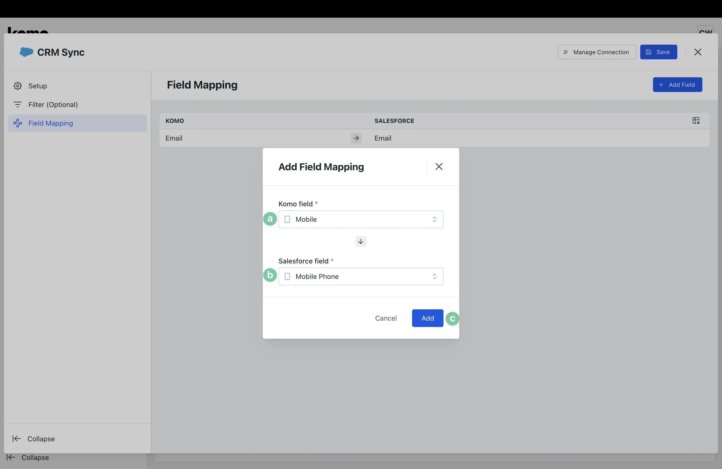 Salesforce Marketing Cloud — CRM Contact Sync: option a — Step 3: Complete Sync configuration
