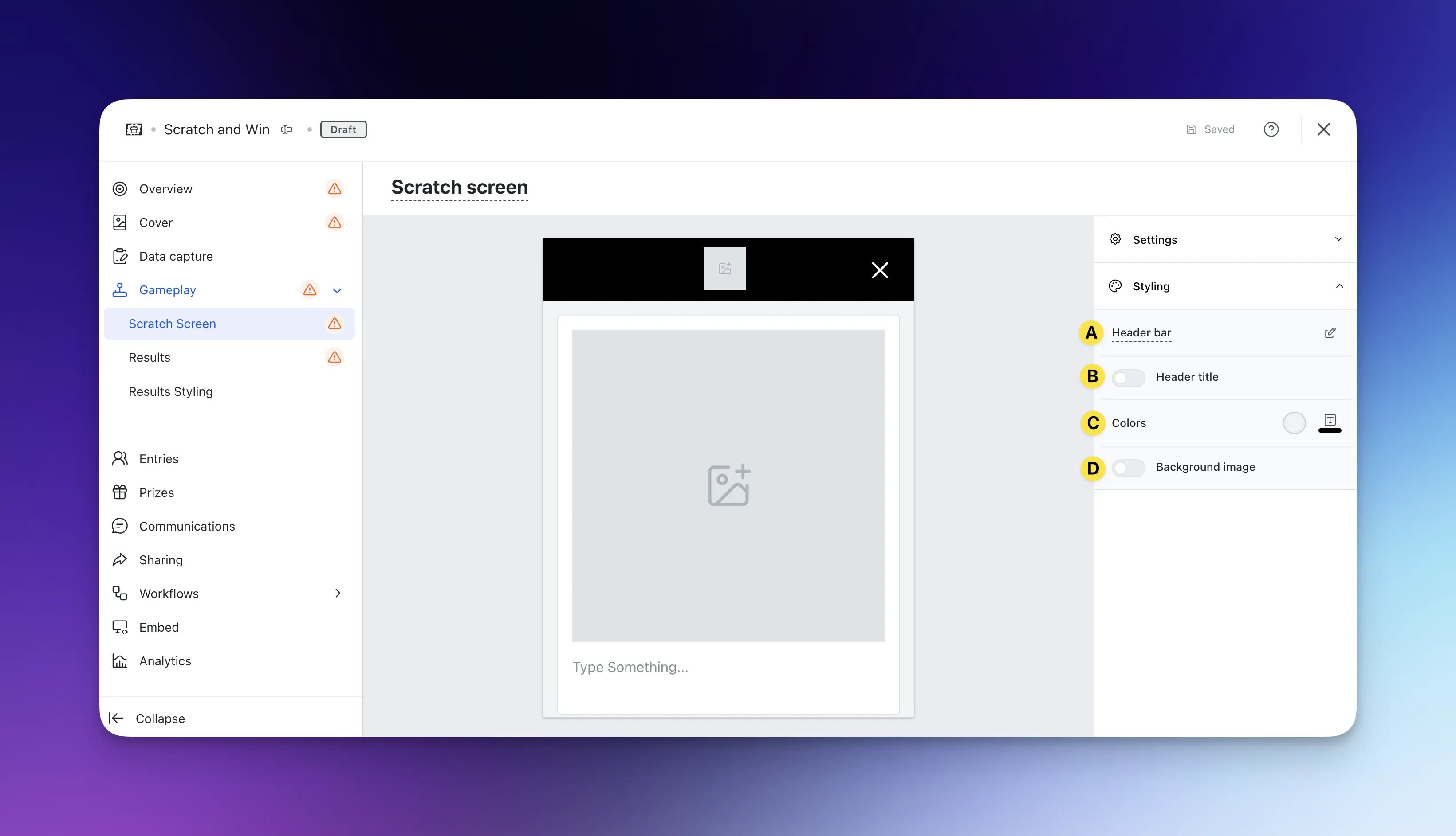 Scratch and Win: option a — Step 4: Set up your Scratch screen