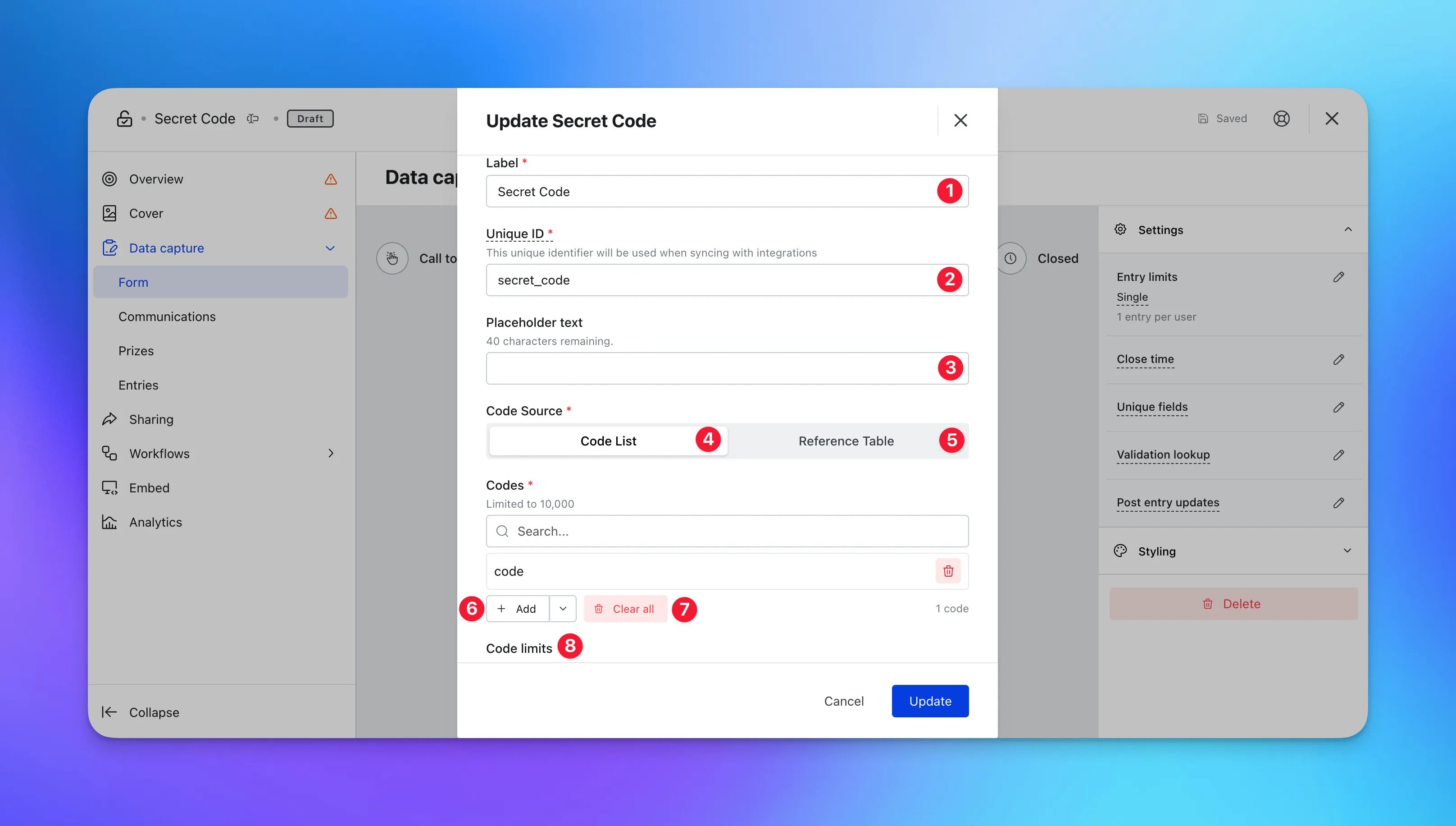 Secret Code: step 4 — Step 4: Set your Code