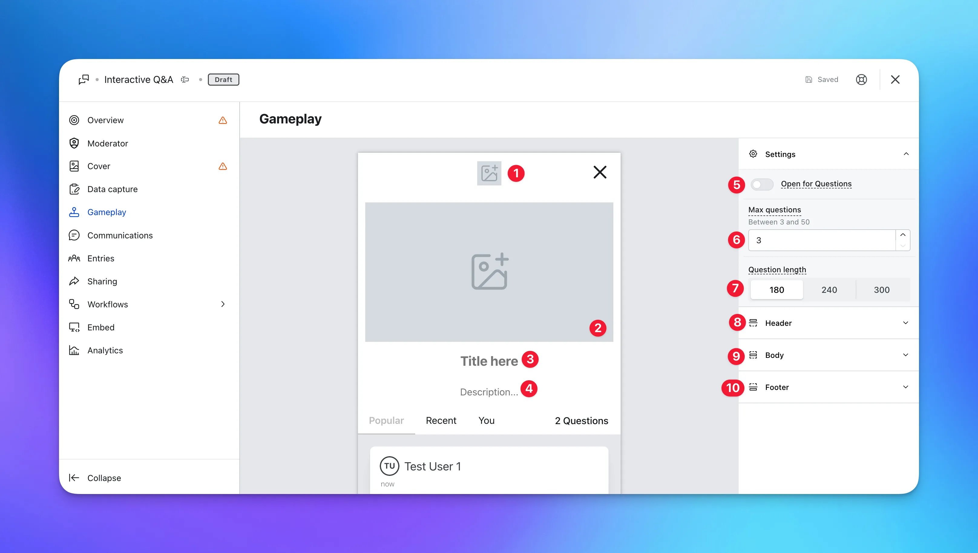 Interactive Q&A: step 4 — Step 4: Configure your Gameplay screens