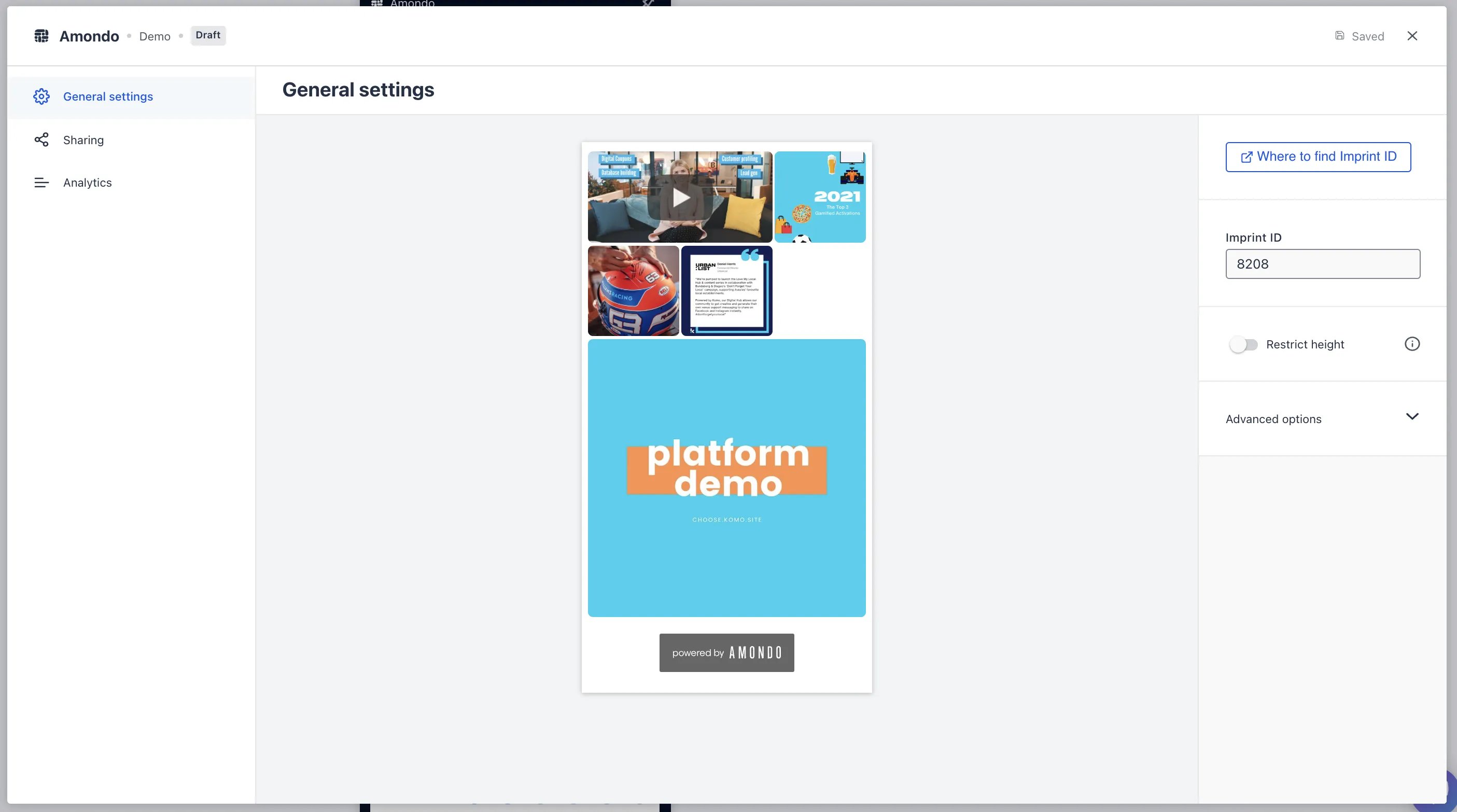 Amondo Card: step 2: Paste in the Imprint ID