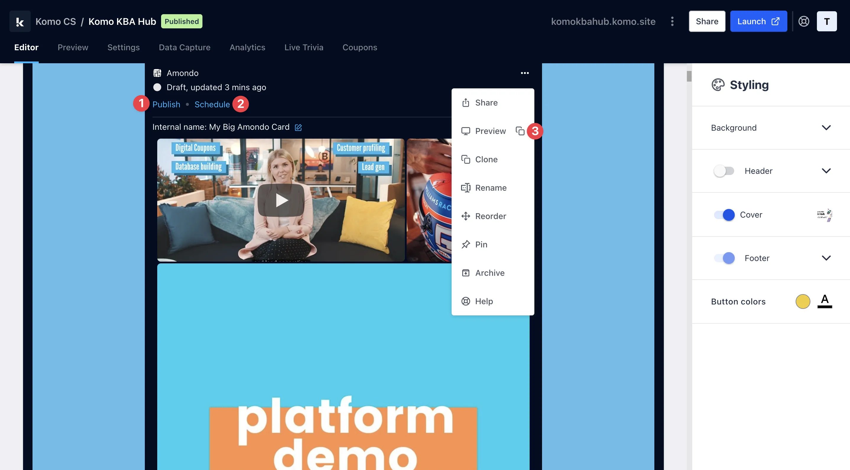 Amondo Card: step 3 — Step 3: Publish your card