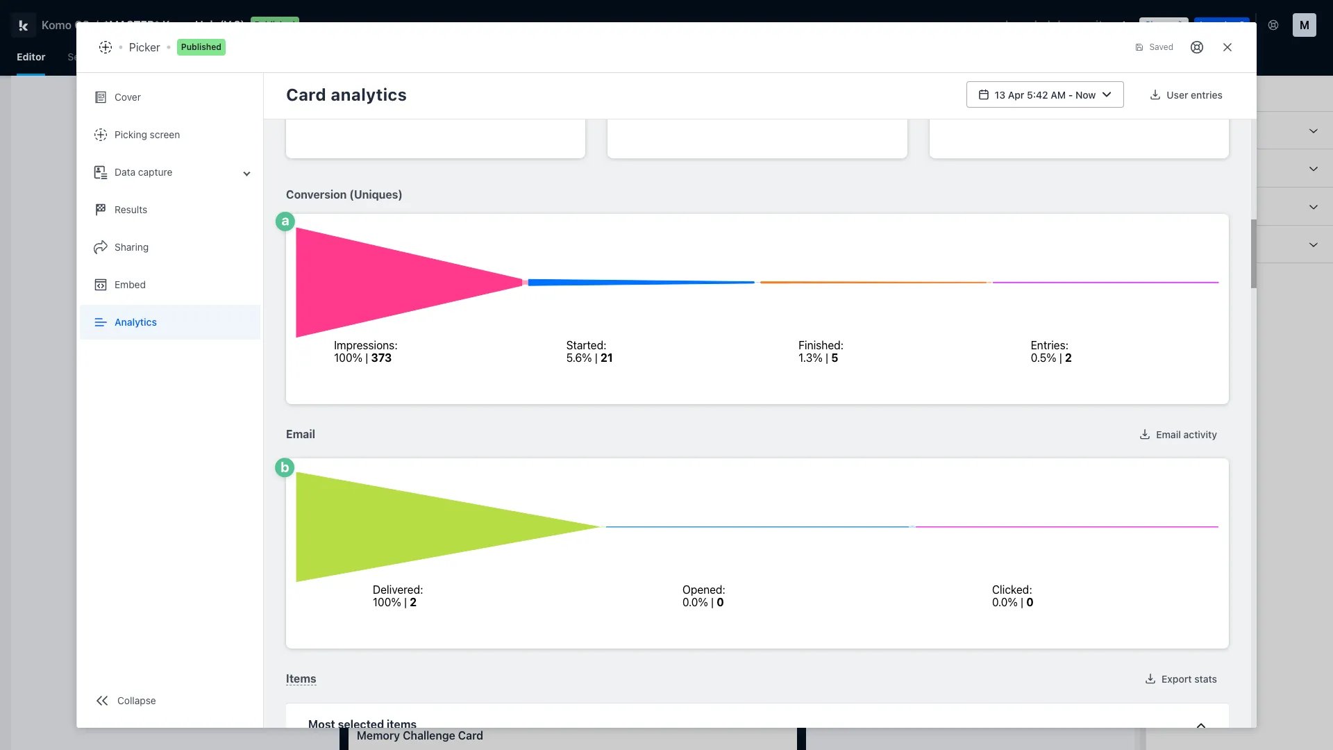 Analytics: card term definitions & navigation