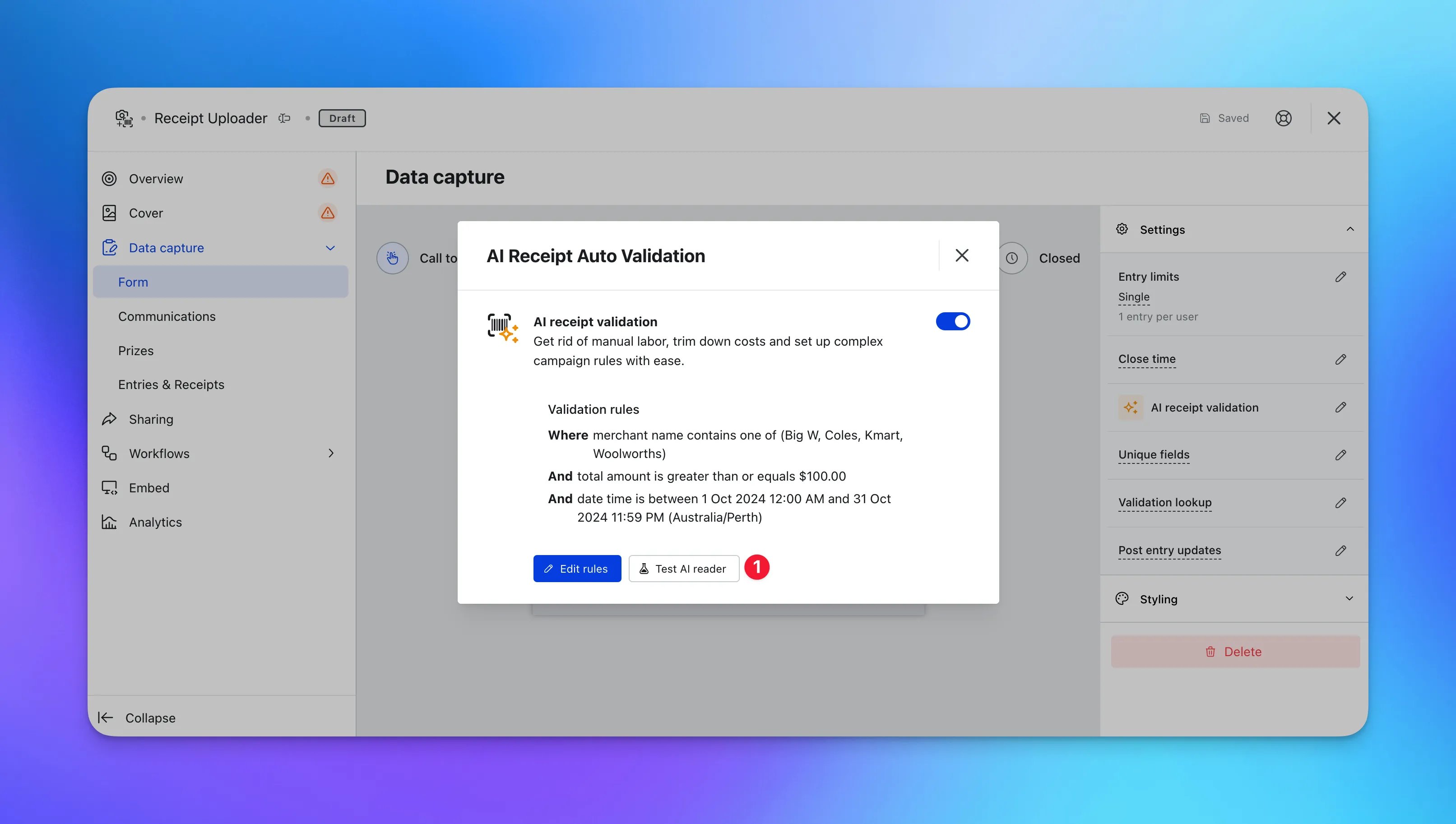 Auto Receipt Validation: step 4 — Step 4: Test the AI Reader