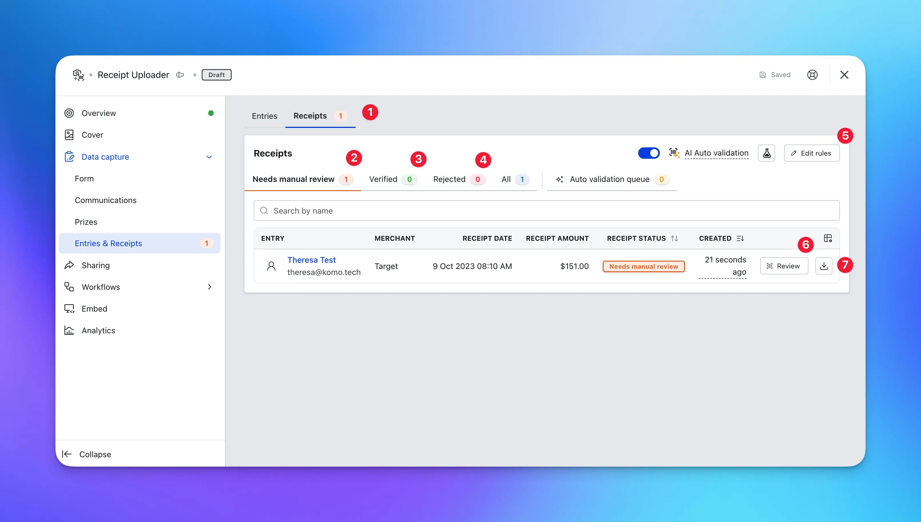 Auto Receipt Validation: step 5 — Step 5: Manage your Incoming Receipts