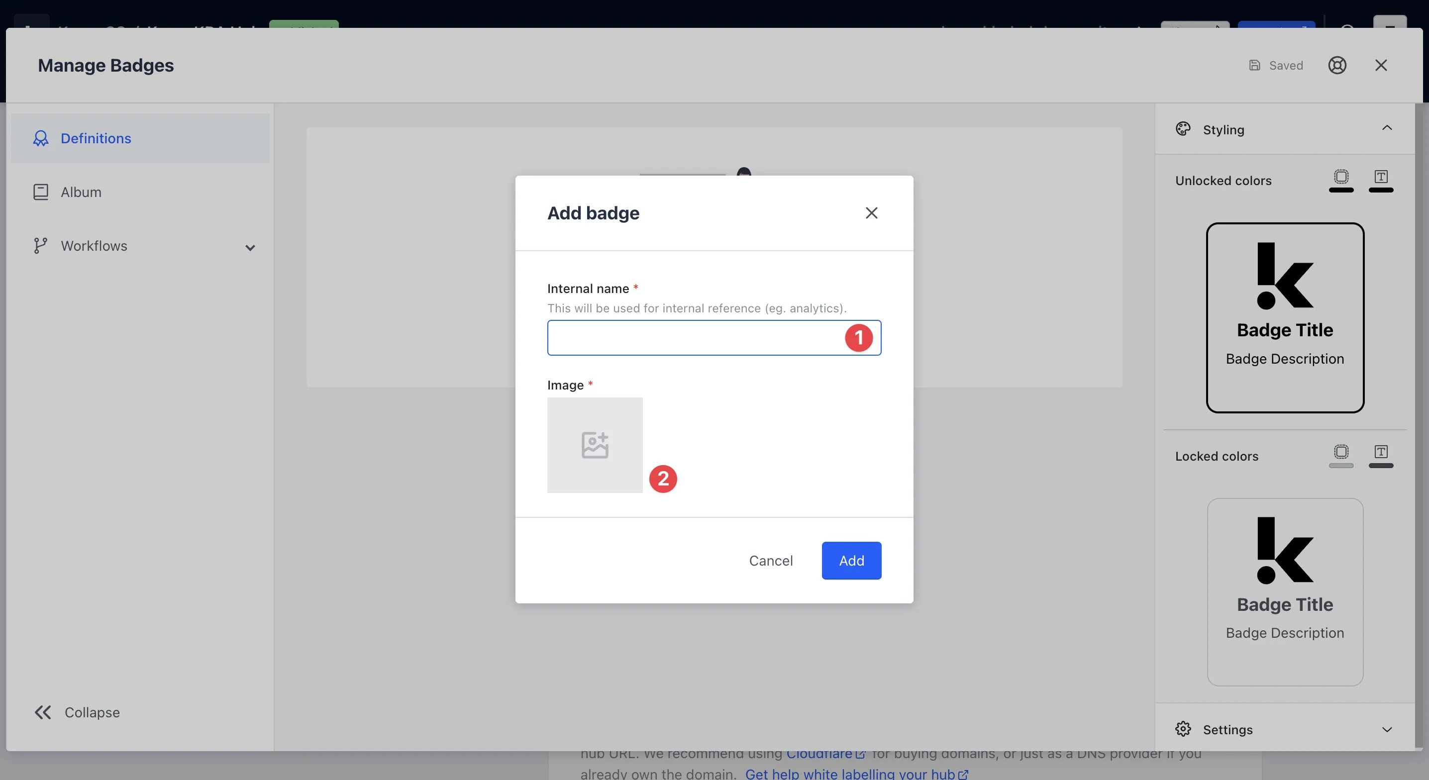 Badges and Workflows: step 3 — Step 3: Set up your Badges