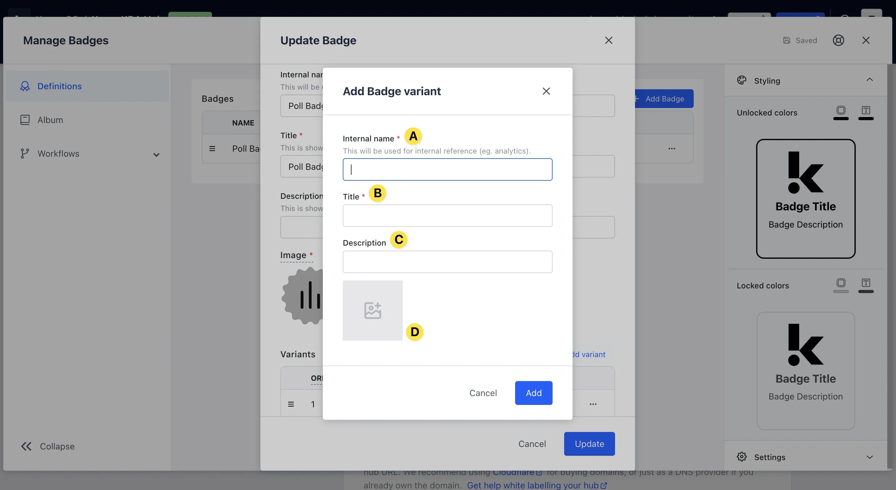 Badges and Workflows: option a — Step 4: Configure your Badge Variants (Optional)
