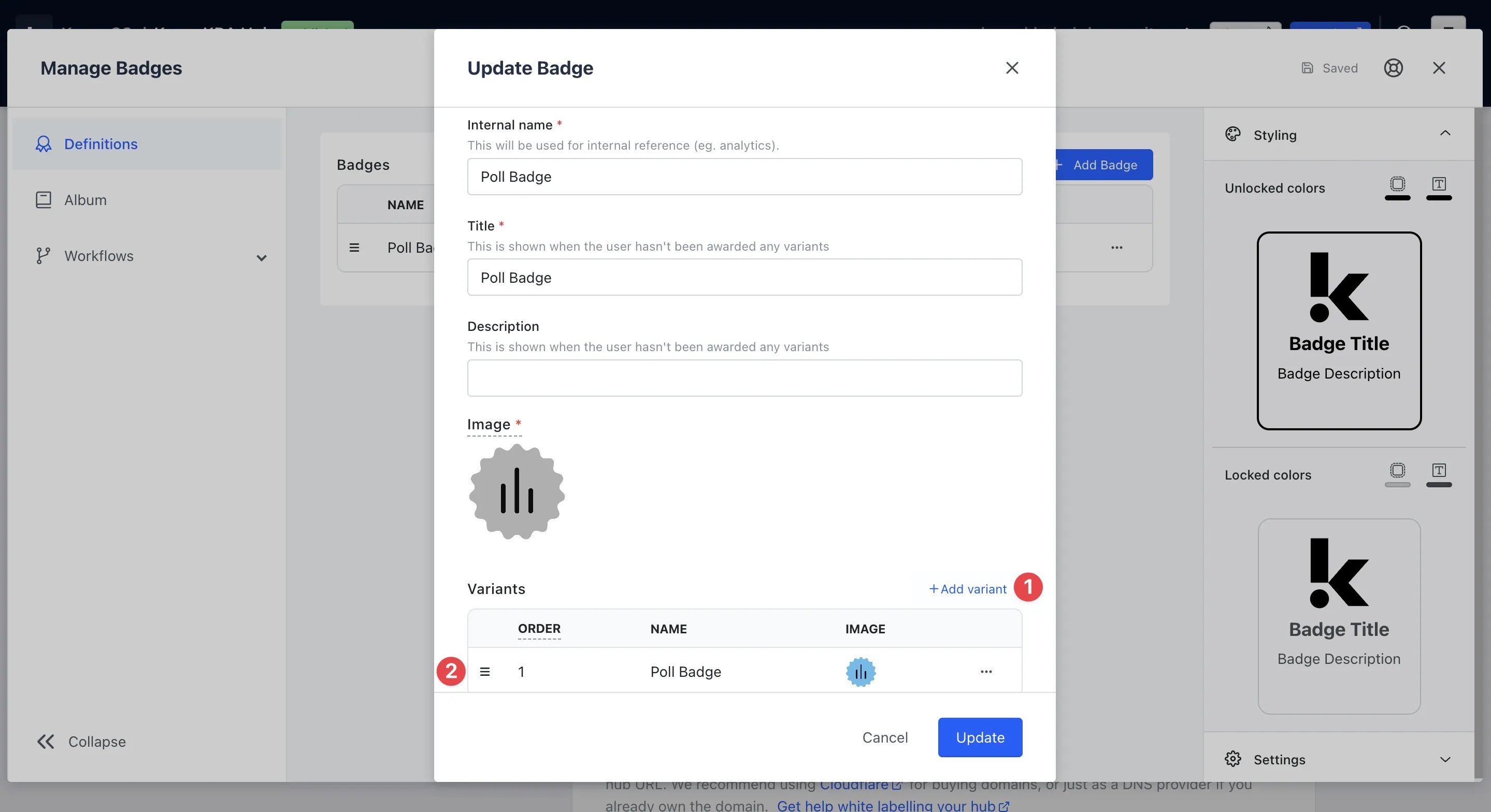 Badges and Workflows: step 4 — Step 4: Configure your Badge Variants (Optional)