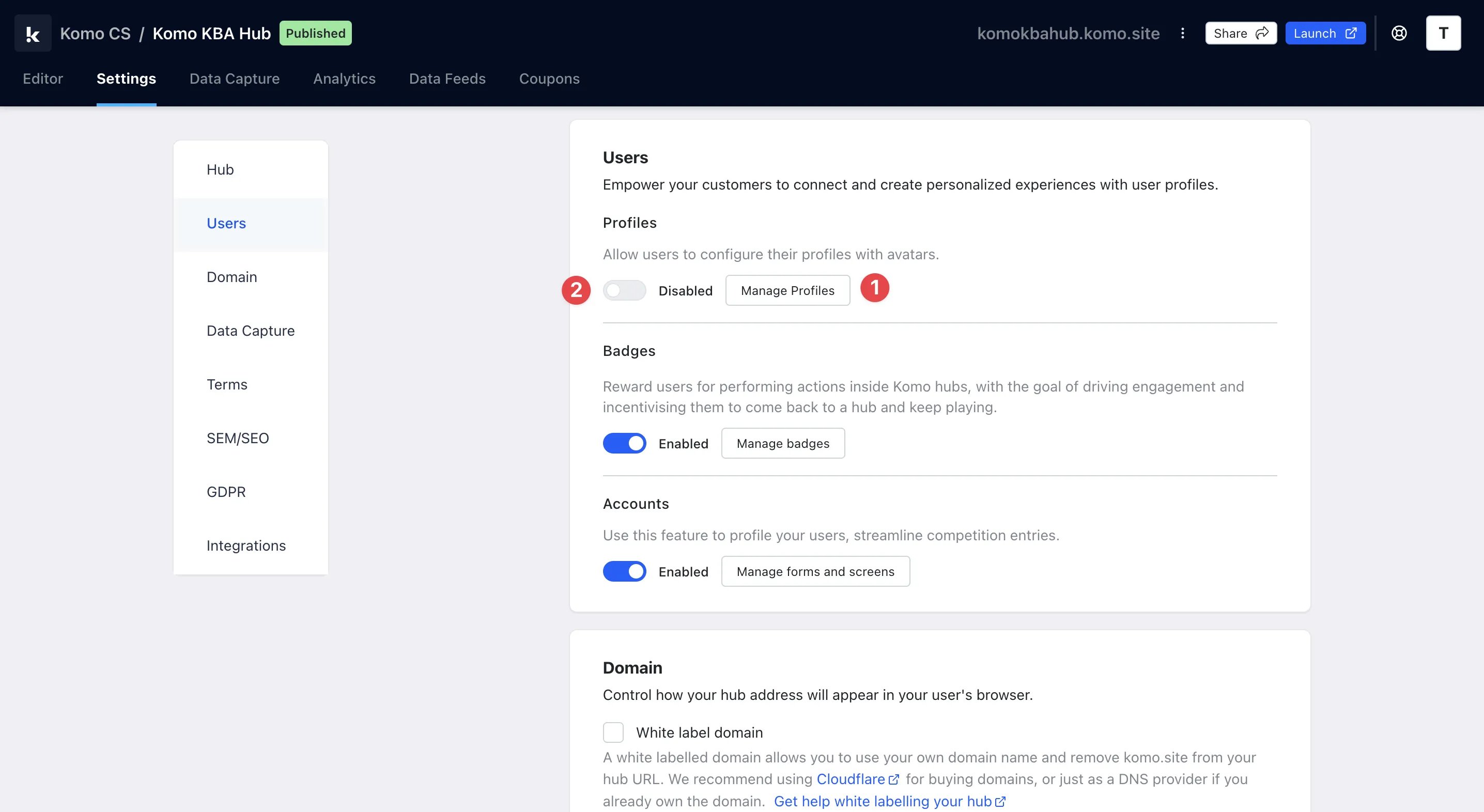 Badges and Workflows: step 8 — Step 8: Enable & Configure Profiles (Optional)