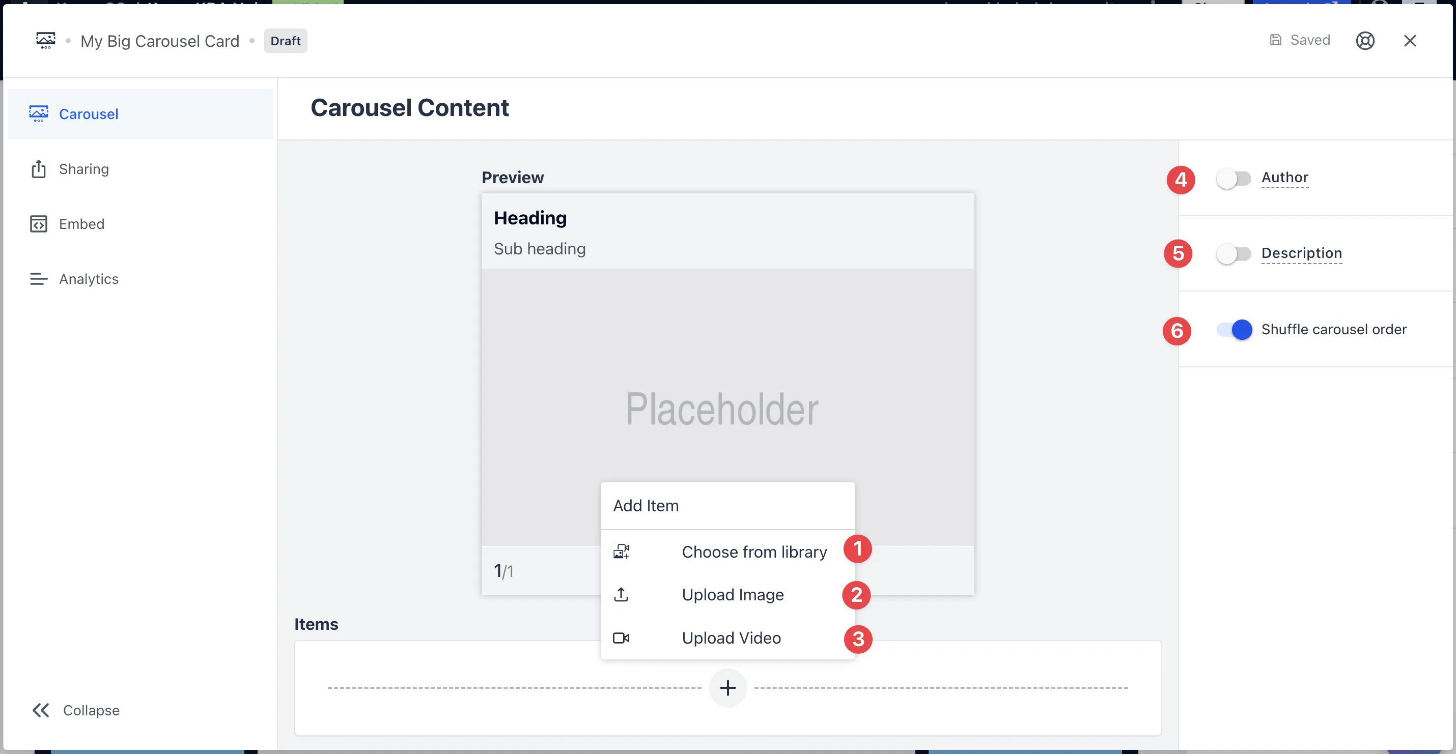 Carousel Card: step 2 — Step 2: Add your Carousel content