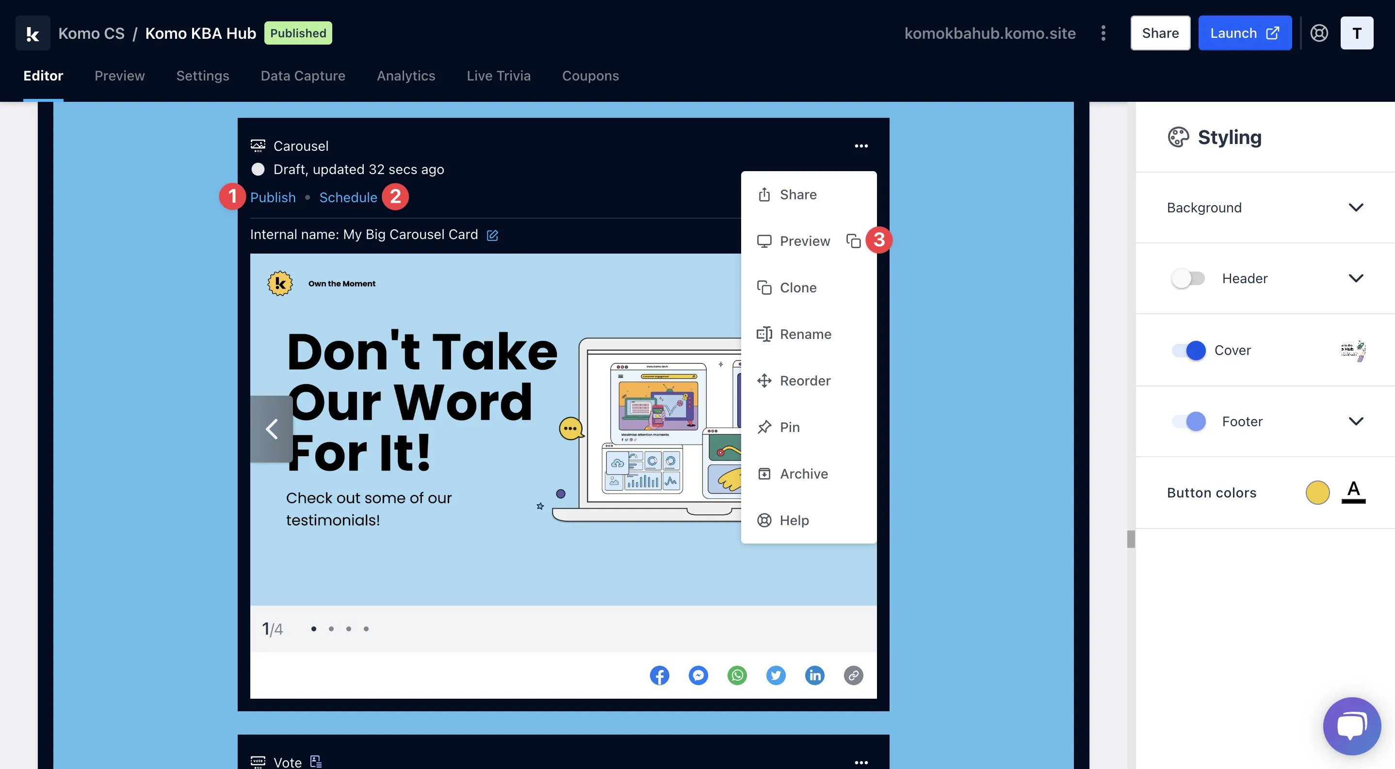 Carousel Card: step 3 — Step 3: Publish your card