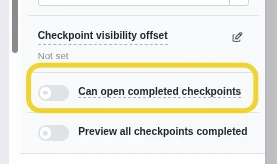 Treasure Hunt: the Can open completed checkpoints toggle in gameplay Settings
