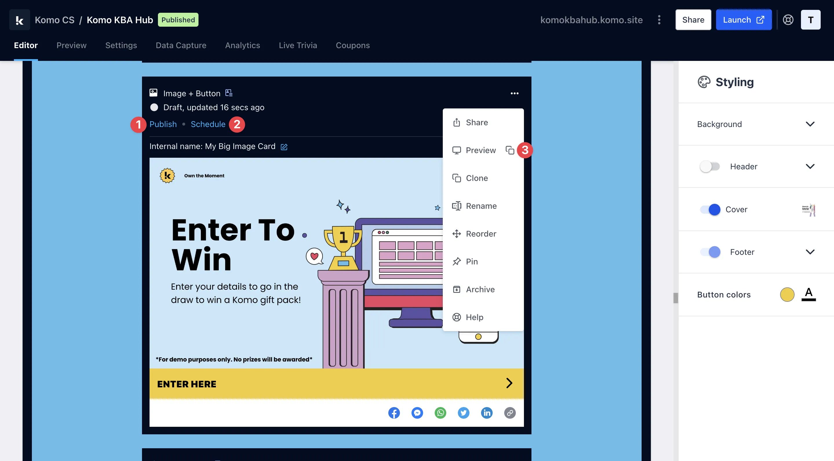 Image Card: step 4 — Step 4: Publish your card