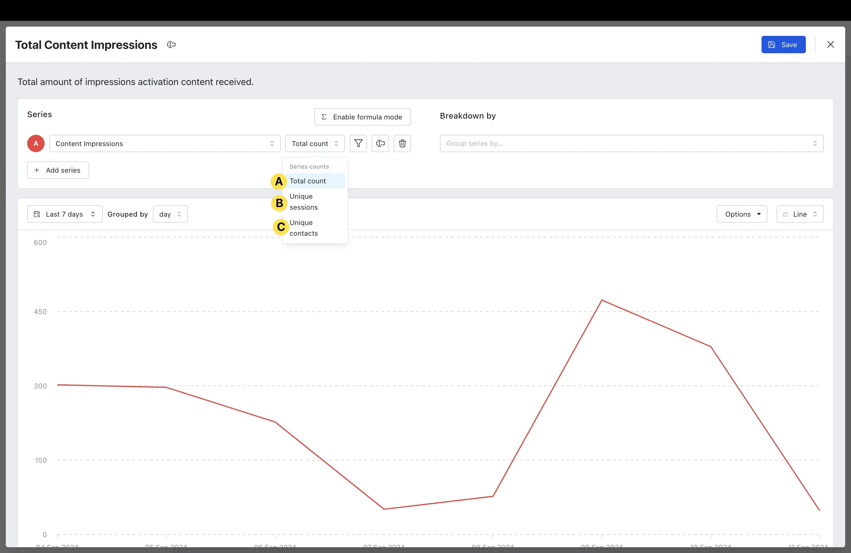 Insights and Dashboards: option a — Step 2: Edit Insight parameters