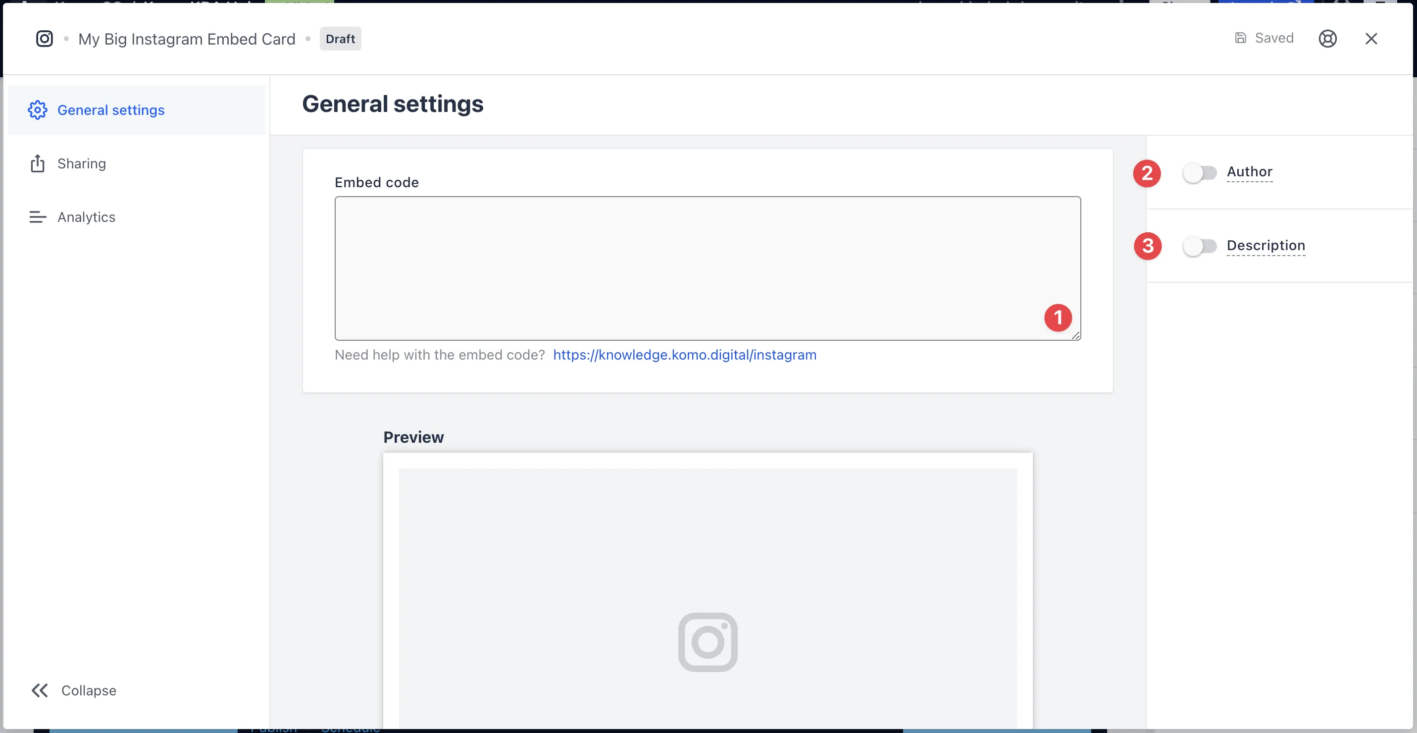 Instagram Card: step 2 — Step 2: Paste the link to the card