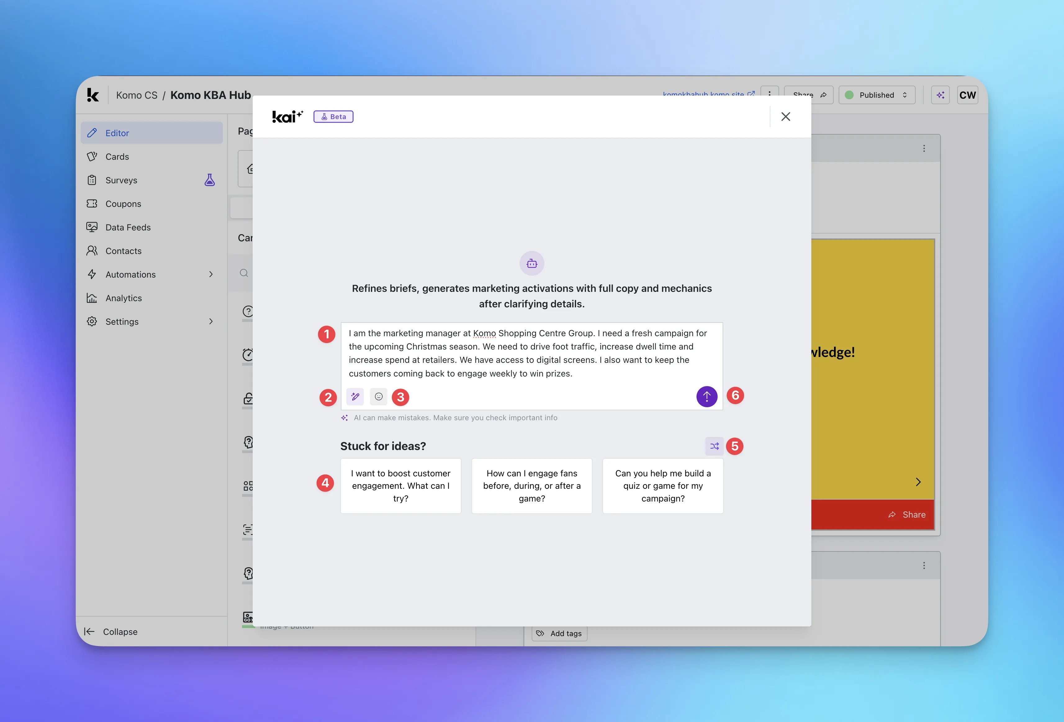 Komo AI (Kai): step 7 — Step 7: Ask Kai for creative inspiration