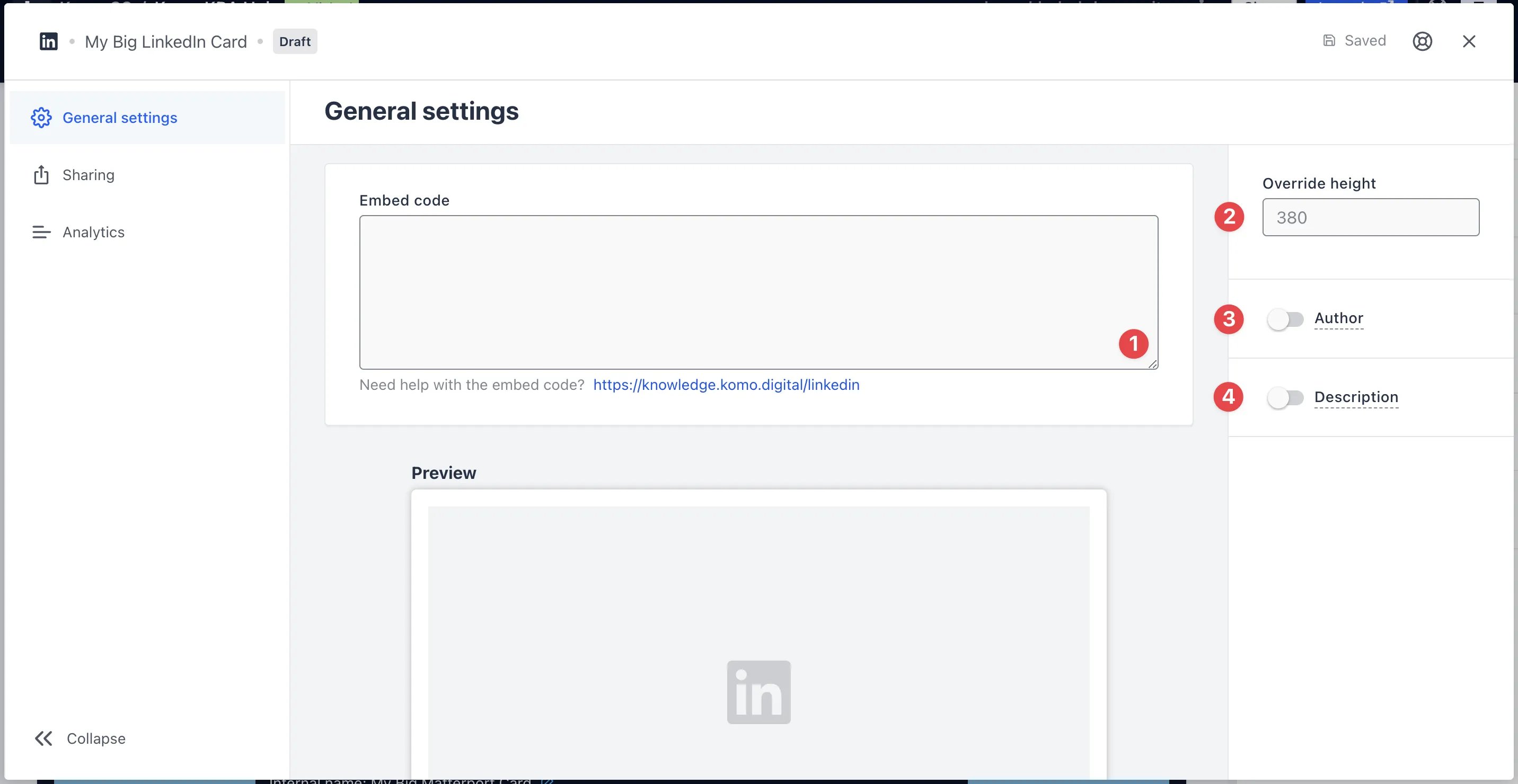 LinkedIn Card: step 2 — Step 2: Paste the link to the card