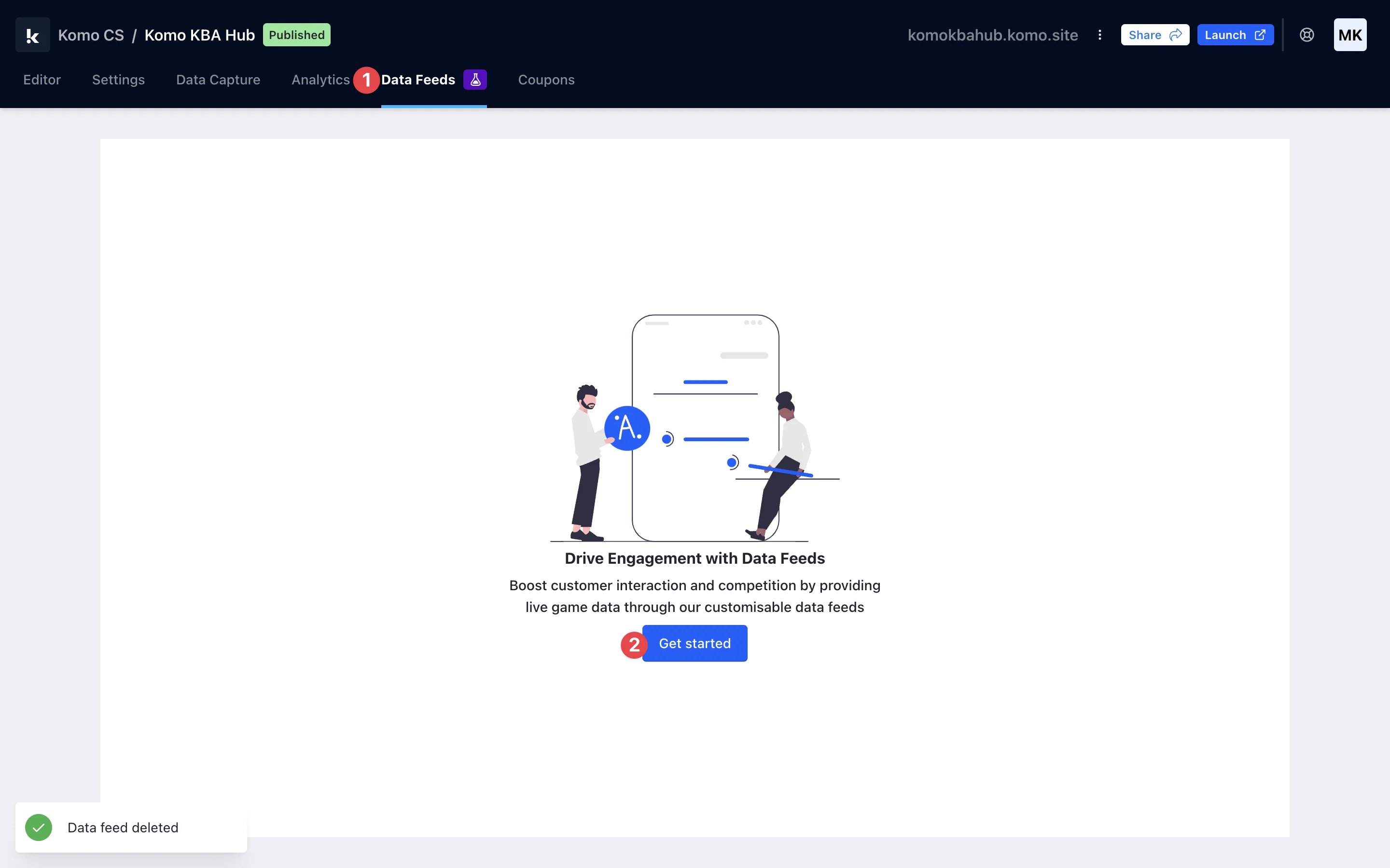 Live Data Feeds: step 1 — Step 1: Add a Live Data Feed to your Hub