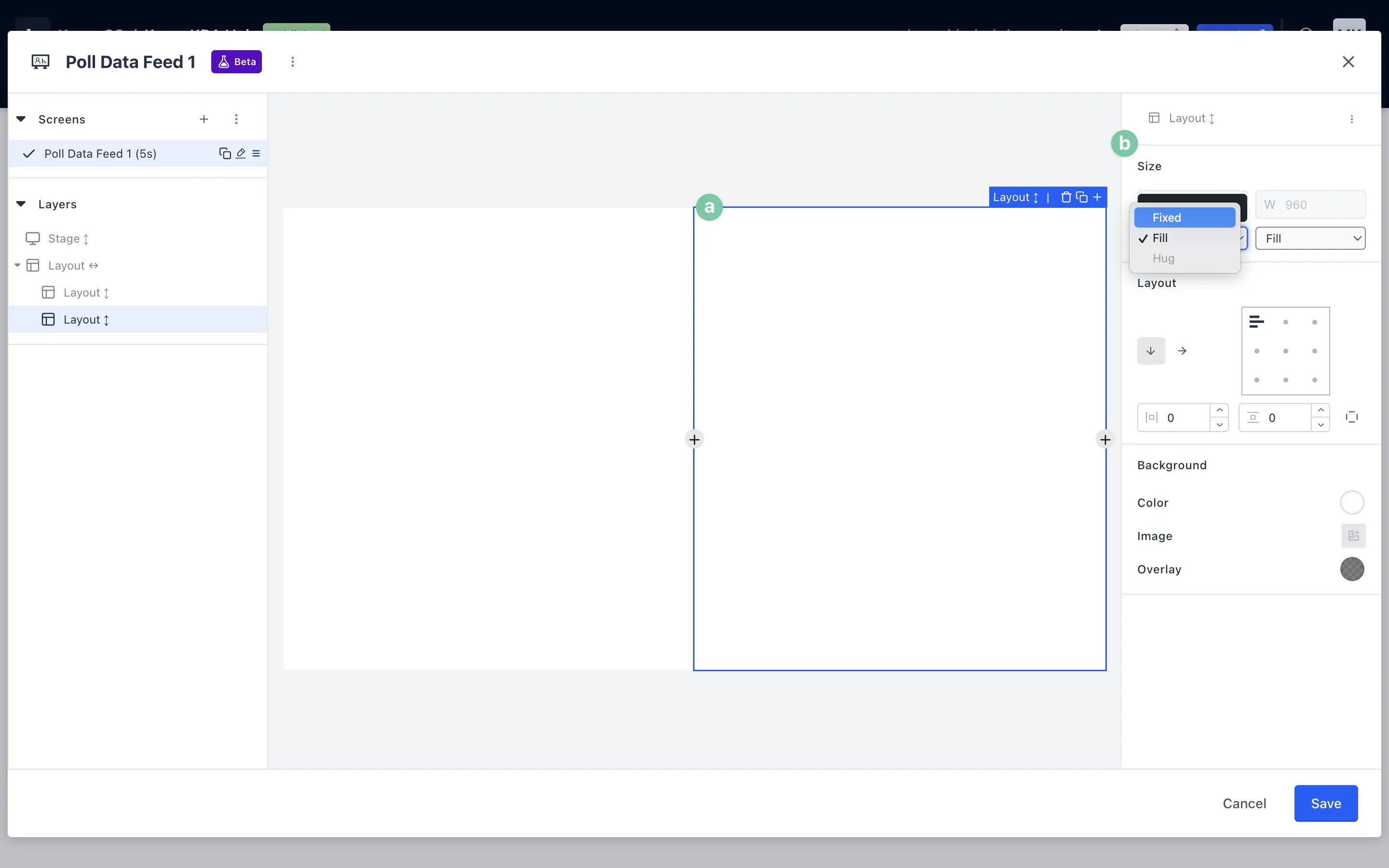 Live Data Feeds: option a — Step 2: Configure your Data Feed layout