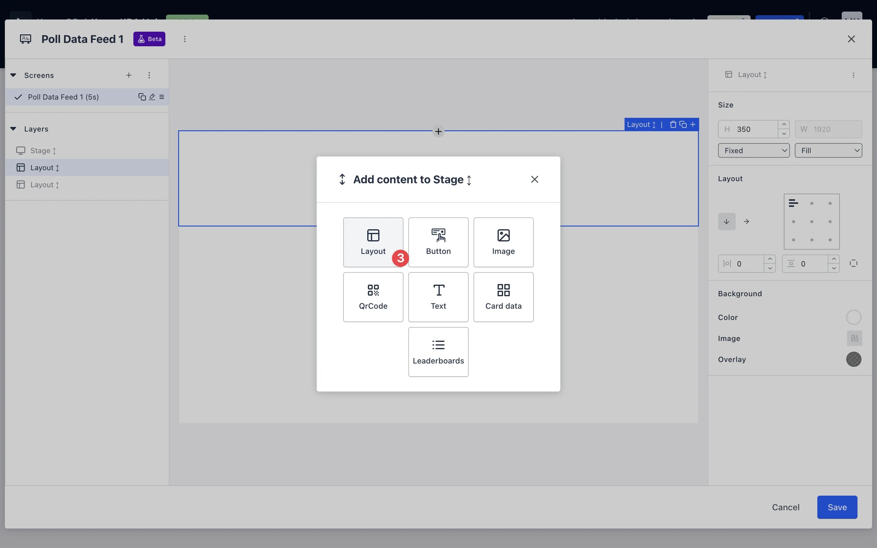 Live Data Feeds: option a — Step 2: Configure your Data Feed layout