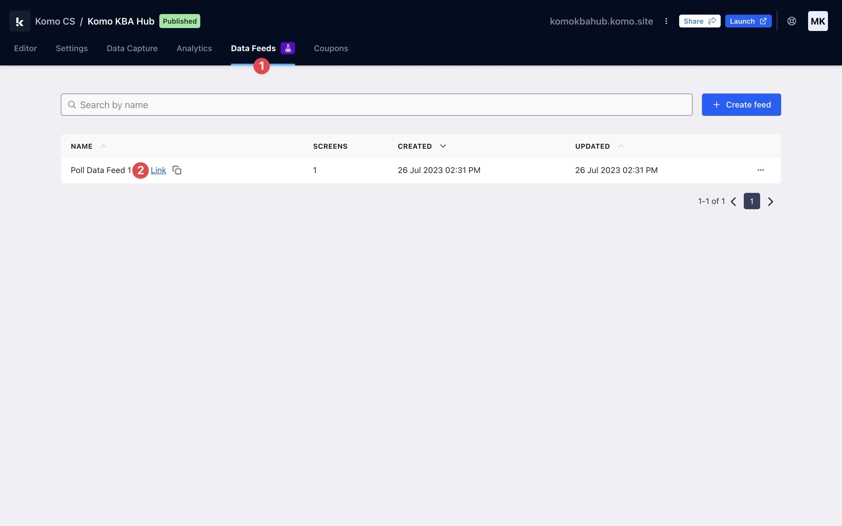 Live Data Feeds: step 2 — Step 2: Open your Data Feed