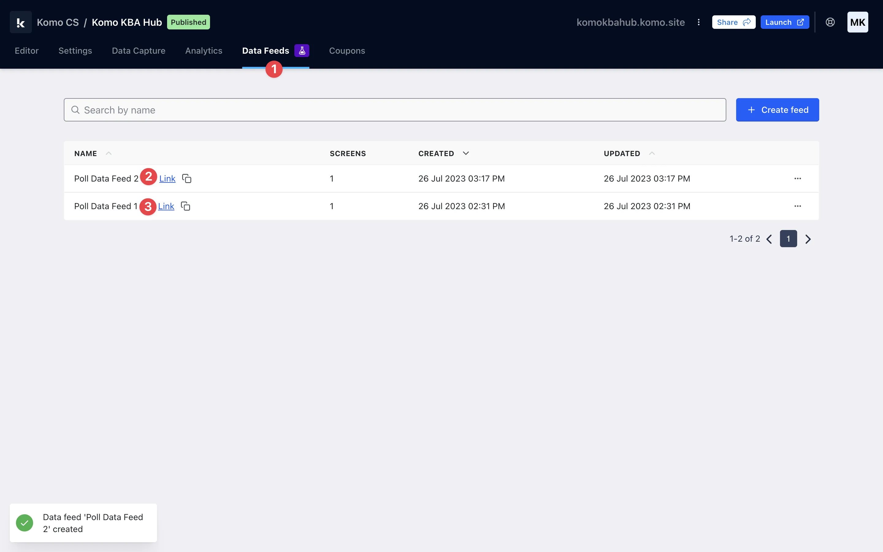 Live Data Feeds: step 3 — Step 3: Open your Data Feeds & organise your windows