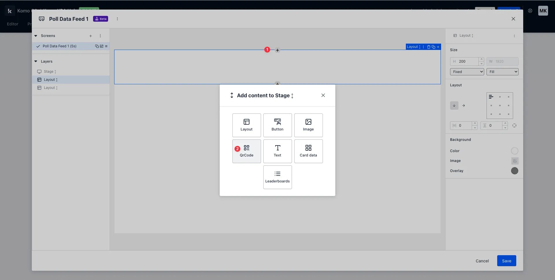 Live Data Feeds: option b — Step 4: Add a QR code to your Data Feed