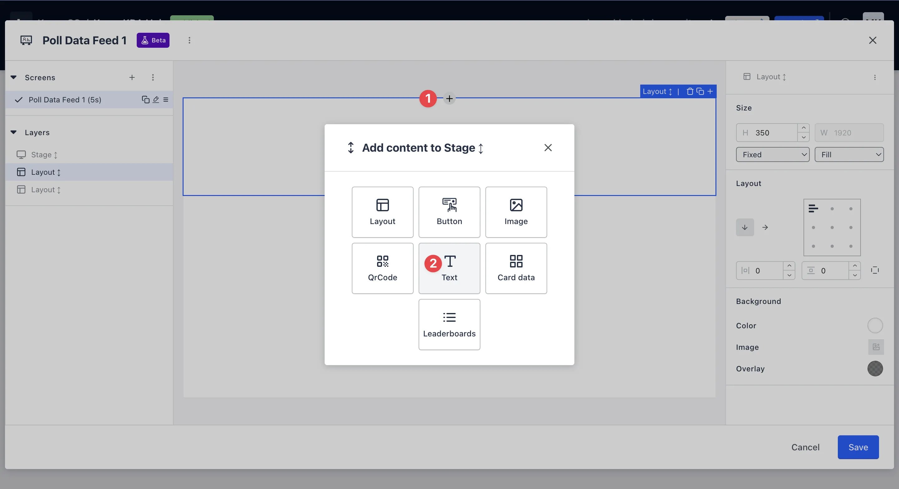 Live Data Feeds: step 5 — Step 5: Add text to your Data Feed